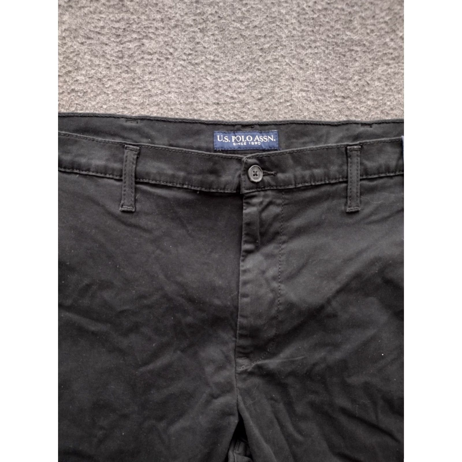 Vintage US Polo Assn. Mens Chino Shorts W44 Black Short Regular 9in Inseam Cotton Knit Solid Casual Flat Front Pocketed Stretch Denim? Size US XXL / EU 58 / 5 - 3 Thumbnail