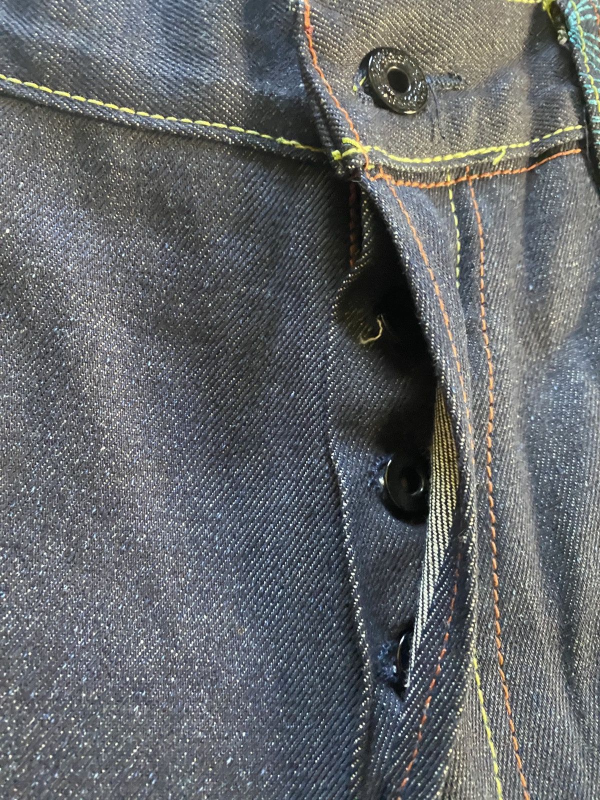 RMC Jeans Red Monkey Company Embroider Wide Denim Jean Short Selvedge Size US 37 - 9 Thumbnail