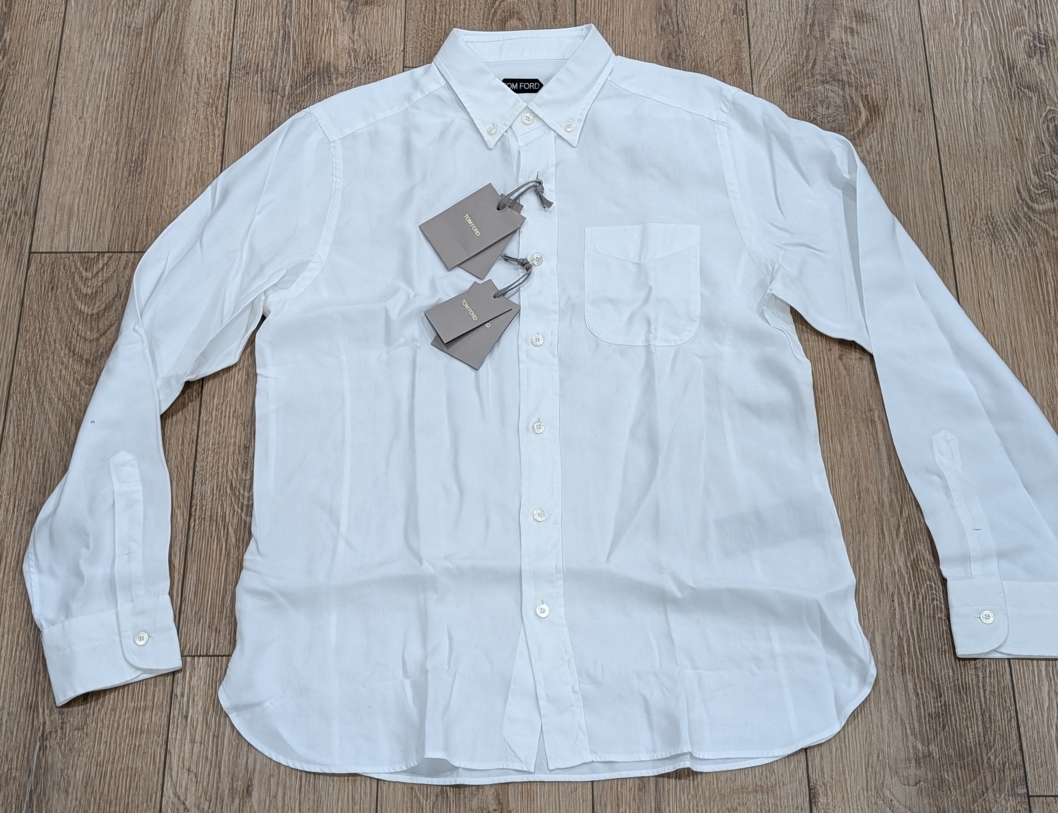 Tom Ford TOM FORD Twill Lyocell Button Up Shirt White 42 US 16.5 Size US L / EU 52-54 / 3 - 1 Thumbnail