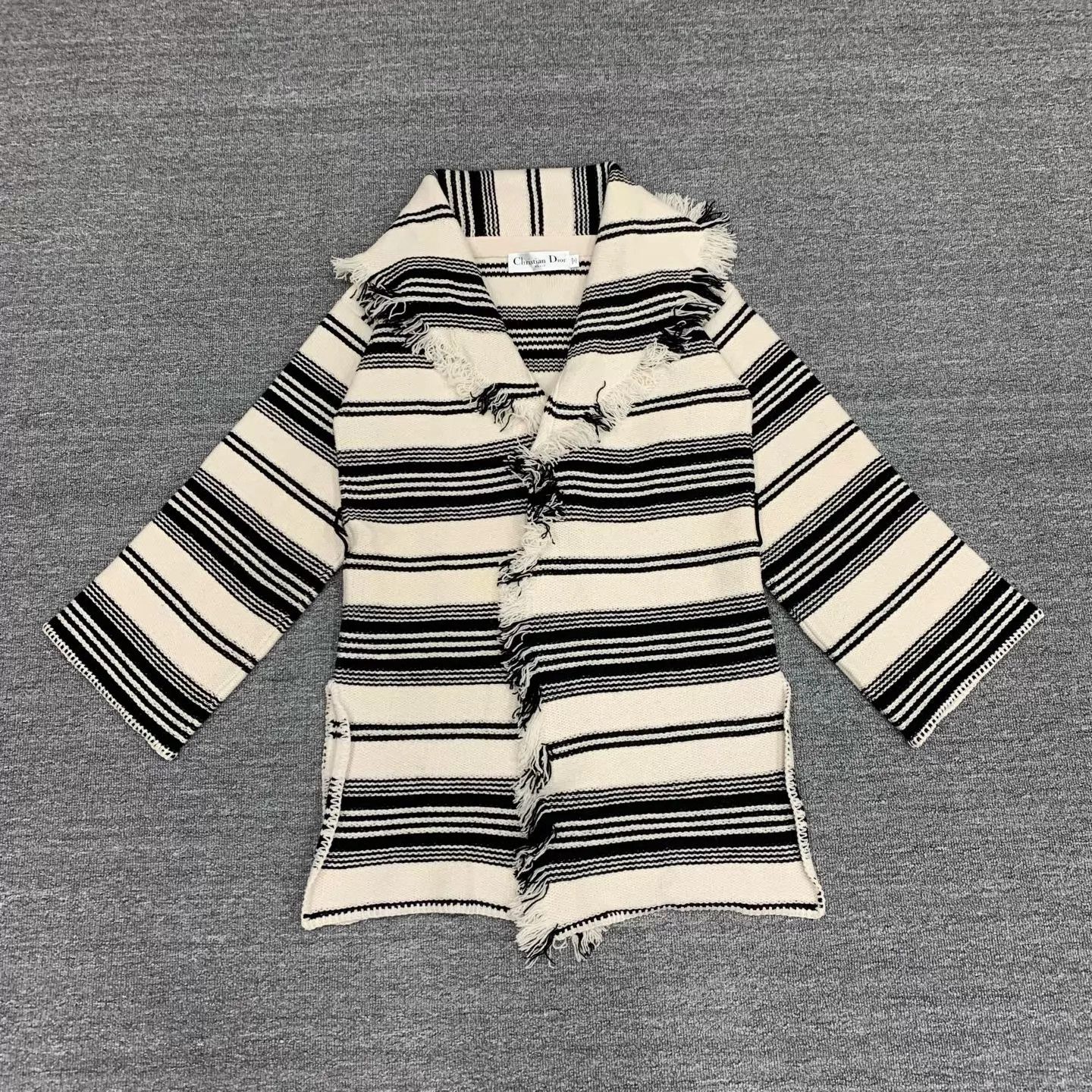 Dior Dior B&W Striped Wool Fringe Cardigan 36 95New Size XS / US 0-2 / IT 36-38 - 1 Thumbnail
