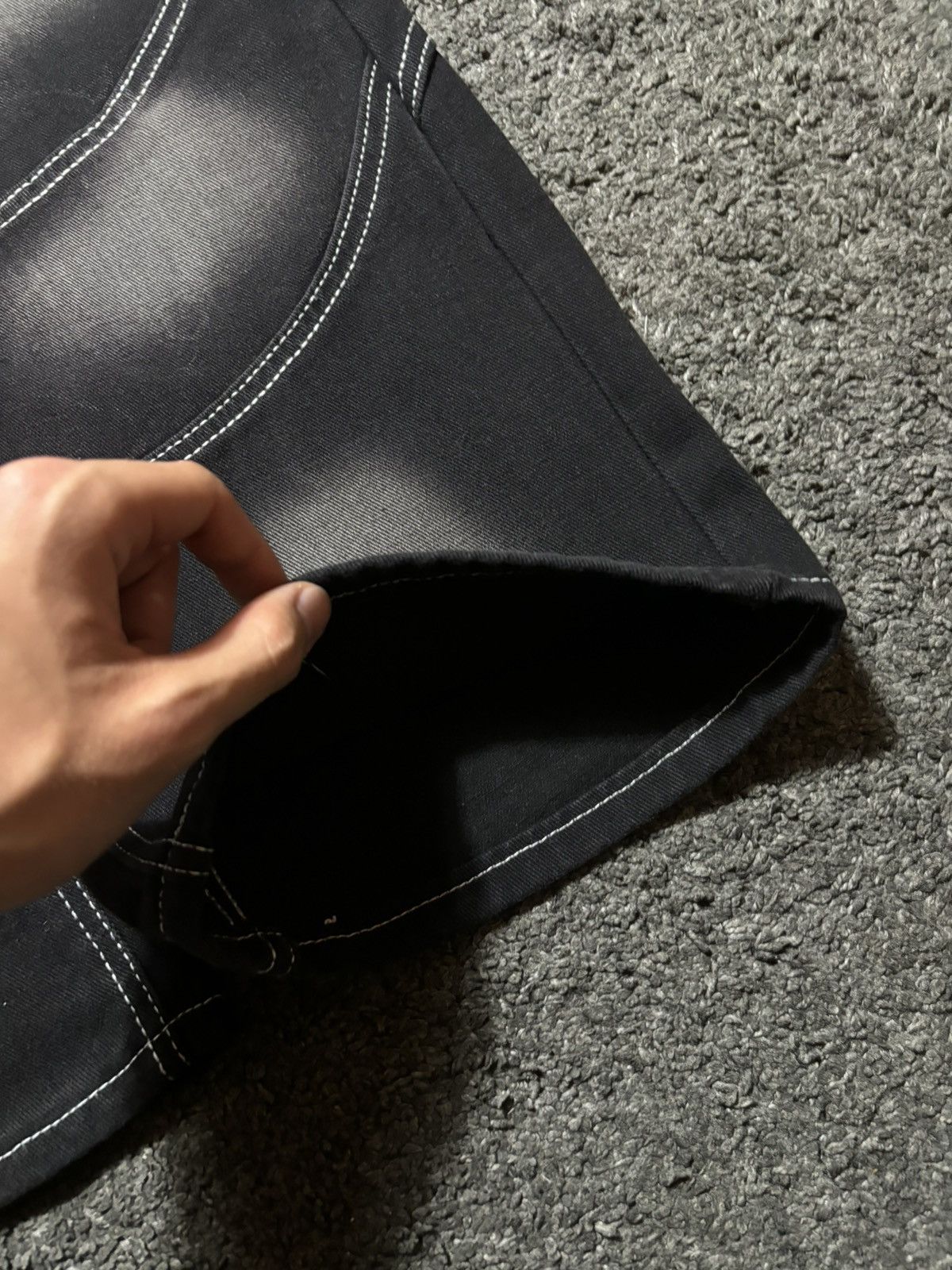 Jean × Vintage Vintage very rare abstract art black white baggy jeans denim Size US 33 - 16 Thumbnail