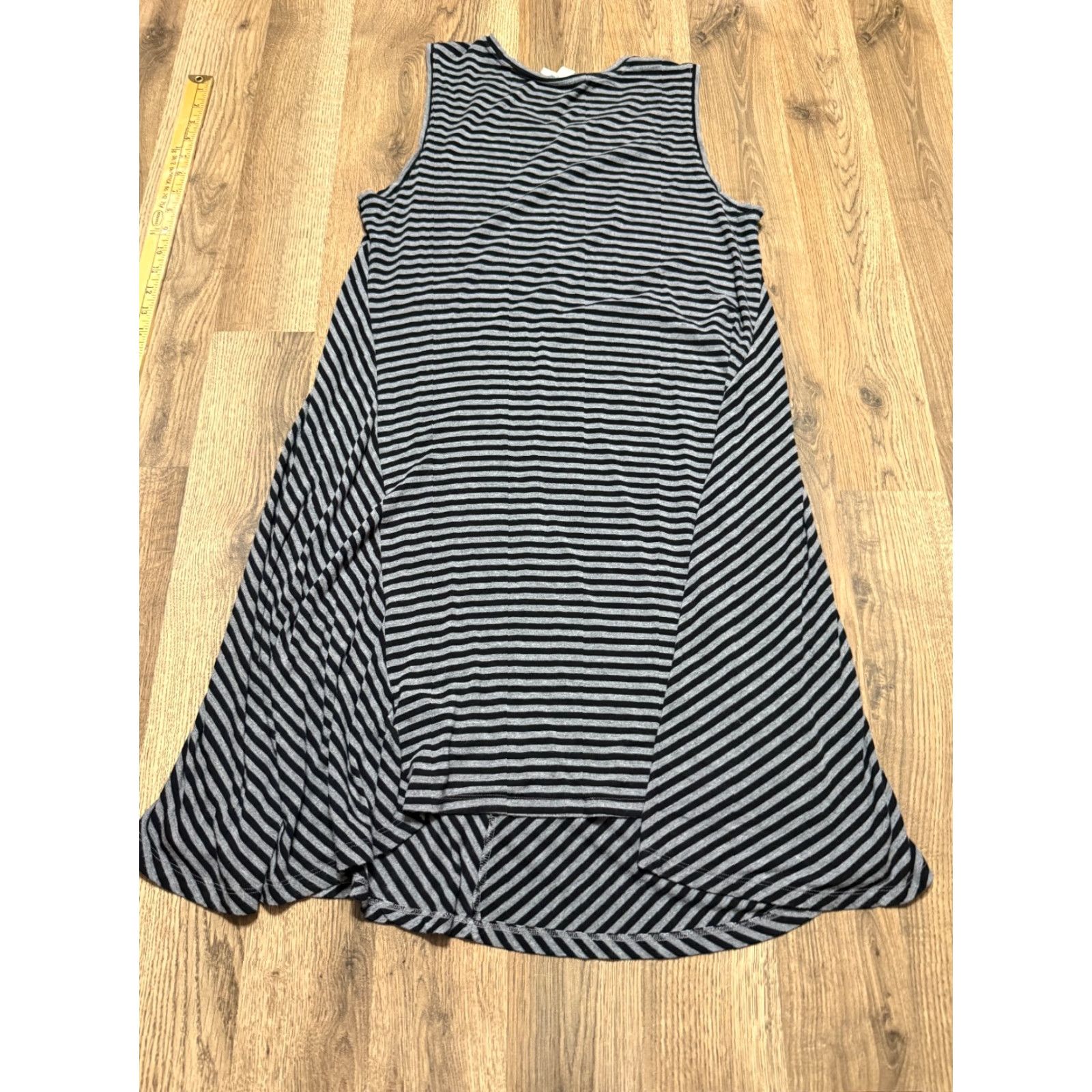 Vintage Style & Co. Dress Women's Size Large Gray Black Striped Tank Dress Size L / US 10 / IT 46 - 2 Thumbnail