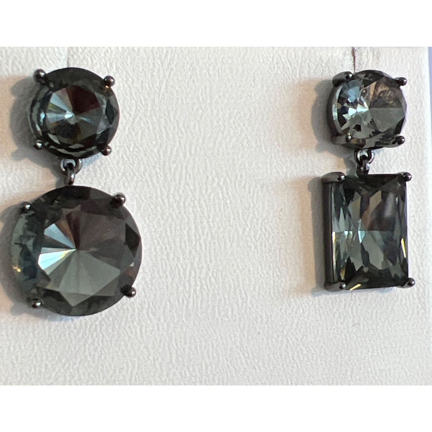 J.Crew J.Crew Gunmetal Gray Cubic Zirconia Mismatched Drop Earrings Size ONE SIZE - 2 Thumbnail