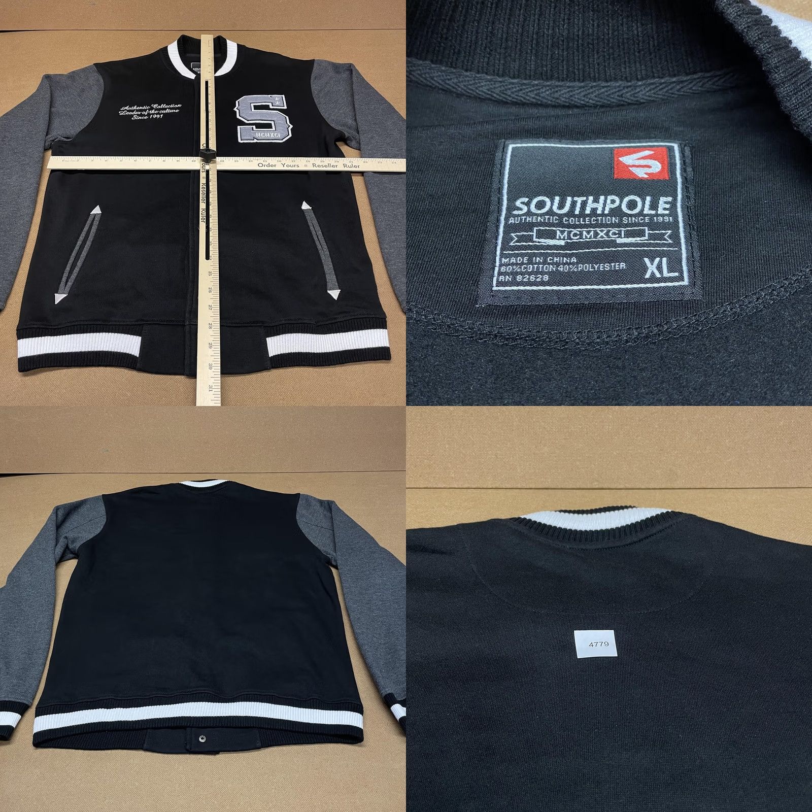 Southpole Southpole Jacket Mens XL Black Gray Varsity Letterman Snap Front Bomber S Patch Size US XL / EU 56 / 4 - 8 Thumbnail