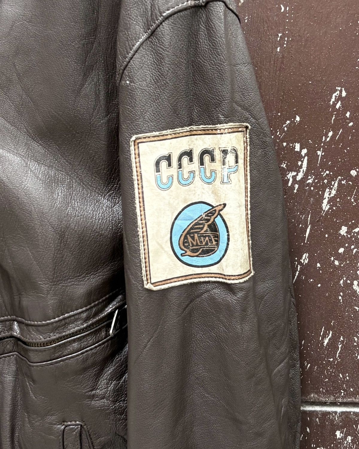 Cccp 80s Vintage CCCP Soviet Leather Jacket Size US M / EU 48-50 / 2 - 2 Thumbnail
