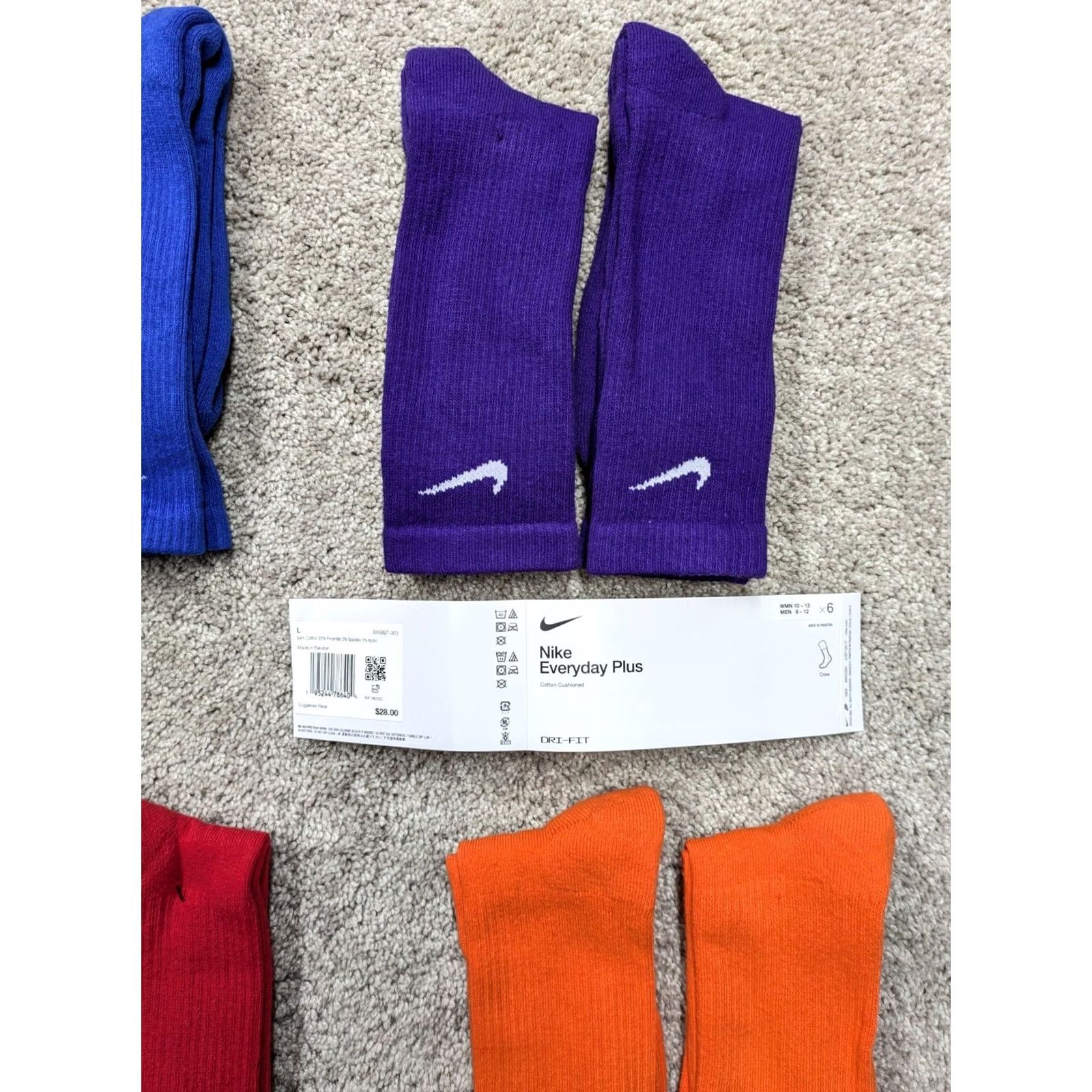 Nike Nike Dri-FIT Everyday Plus Cushioned Crew Socks 2 Pair Men Medium Yellow NEW Size ONE SIZE - 7 Thumbnail