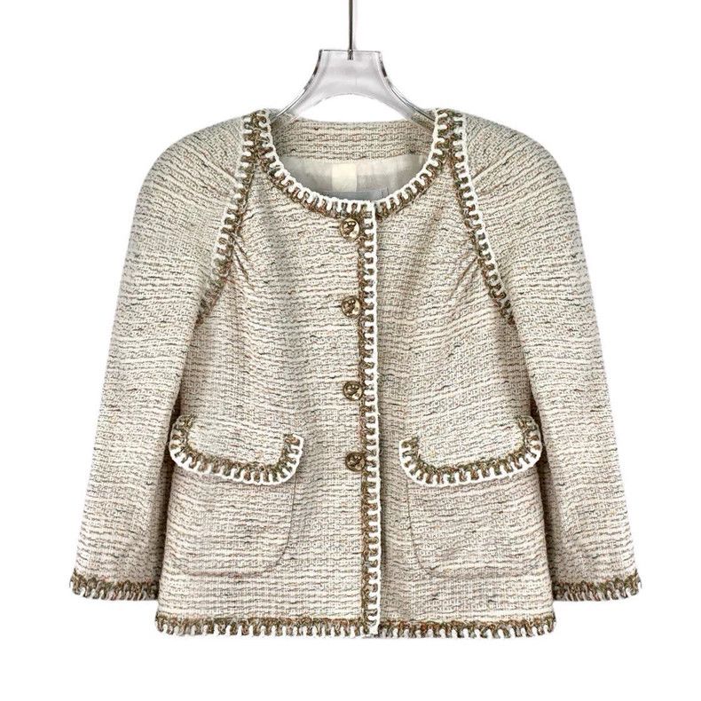 Chanel Chanel 18C Greek Series Beige Gold Edge Cotton Long-sleeve Size XS / US 0-2 / IT 36-38 - 1 Thumbnail
