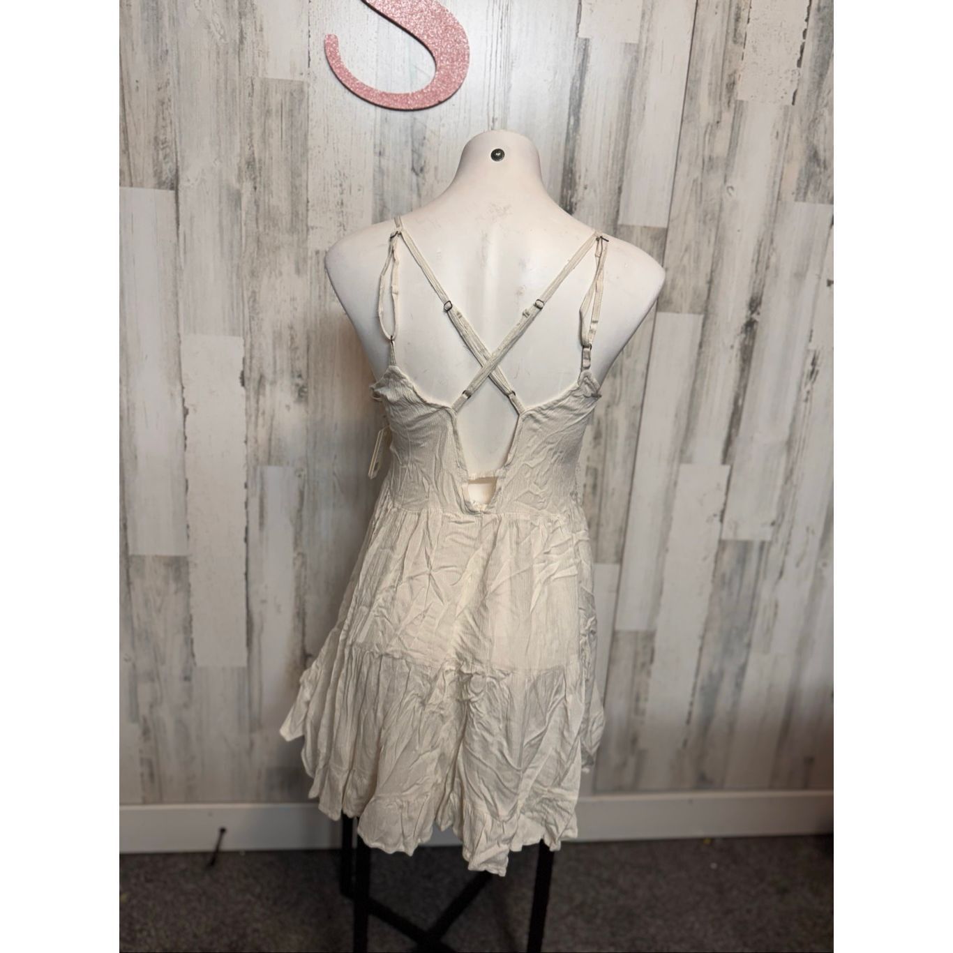 Kiwi Kiwi + Punch Queen Cream Sundress XS – Smocked Bust, Adjustable Straps, Flowy Rayon Dress Size XS / US 0-2 / IT 36-38 - 6 Thumbnail