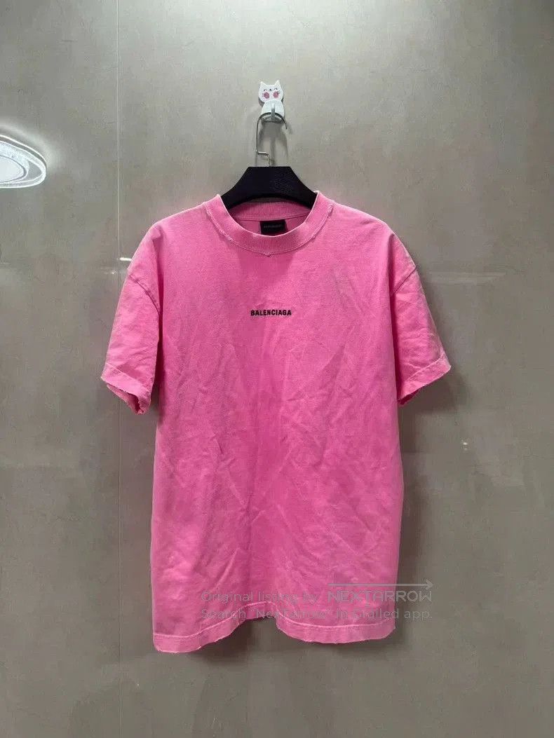 Balenciaga Balenciaga Washed Pink Distressed Letter Tee. Size US S / EU 44-46 / 1 - 1 Thumbnail
