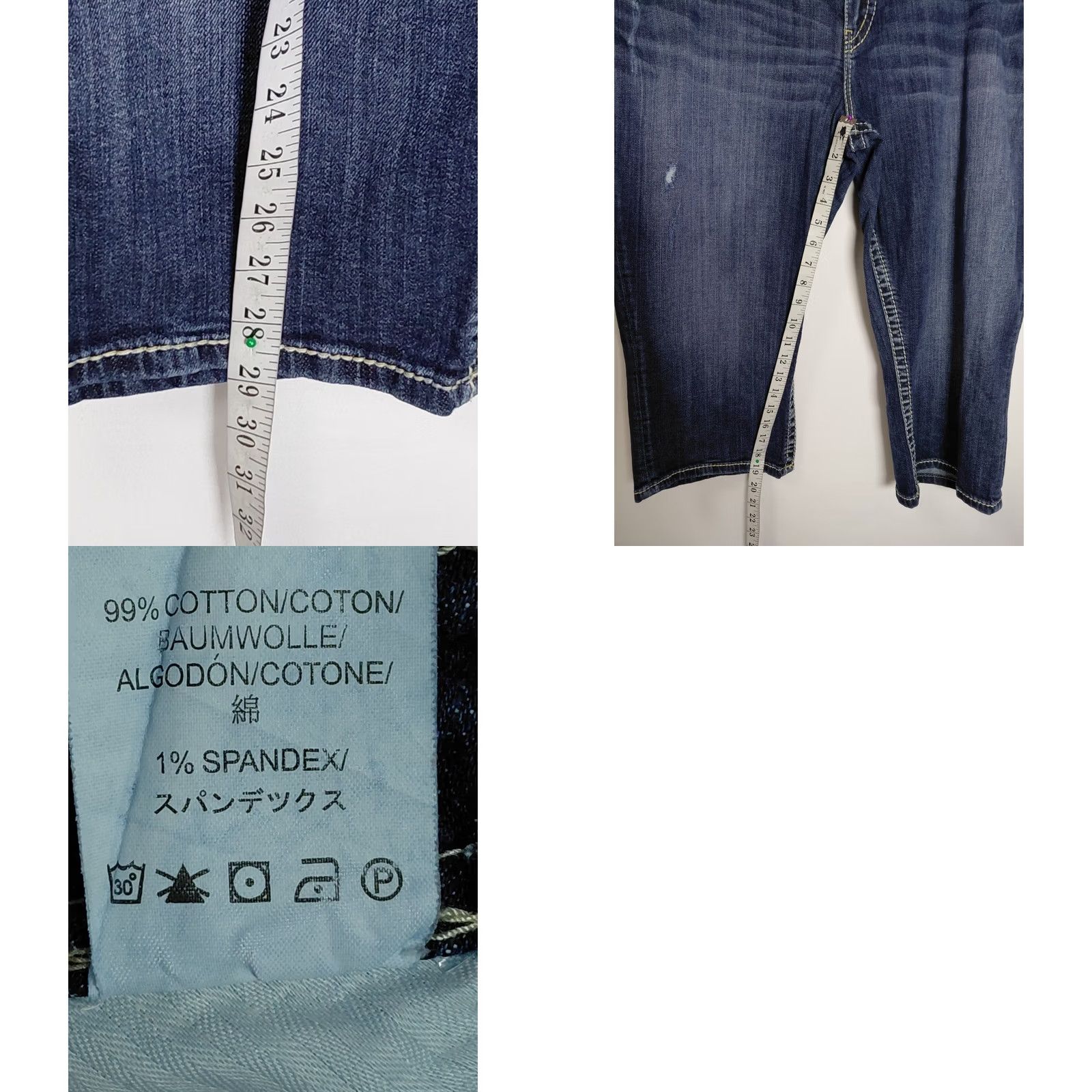 Vintage Silver Jeans Womens 24 Blue Tuesday Crop Denim Shorts Solid Regular Women Size Size 42" / US 20 - 9 Thumbnail