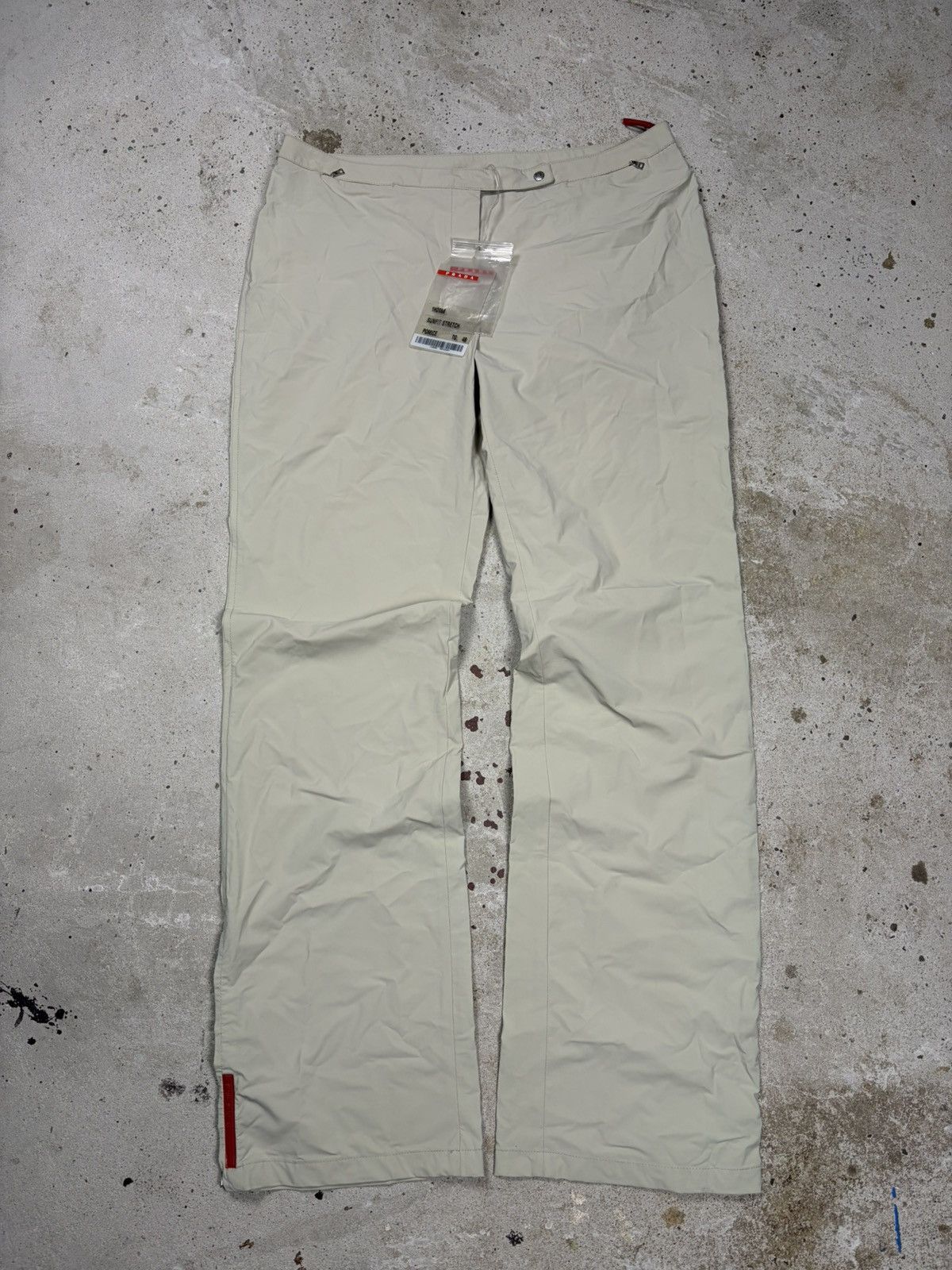 Prada DSWT 2000s Prada Sport Beige Baggy Red Tab Pants Linea Rossa Size 33" - 1 Thumbnail