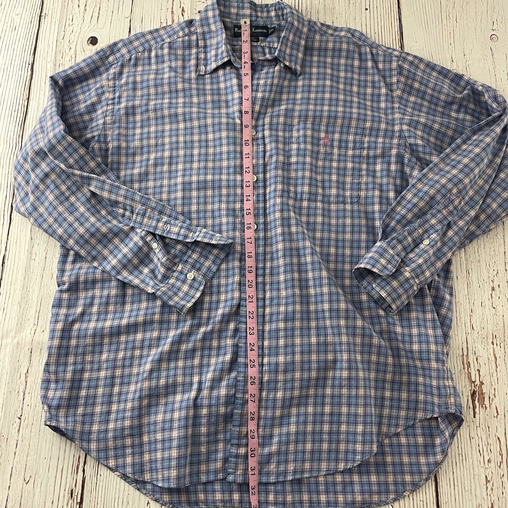 Polo Ralph Lauren Polo Ralph Lauren Blake Plaid Cotton Long Sleeve Button Shirt Men's XL Blue Size US XL / EU 56 / 4 - 3 Thumbnail