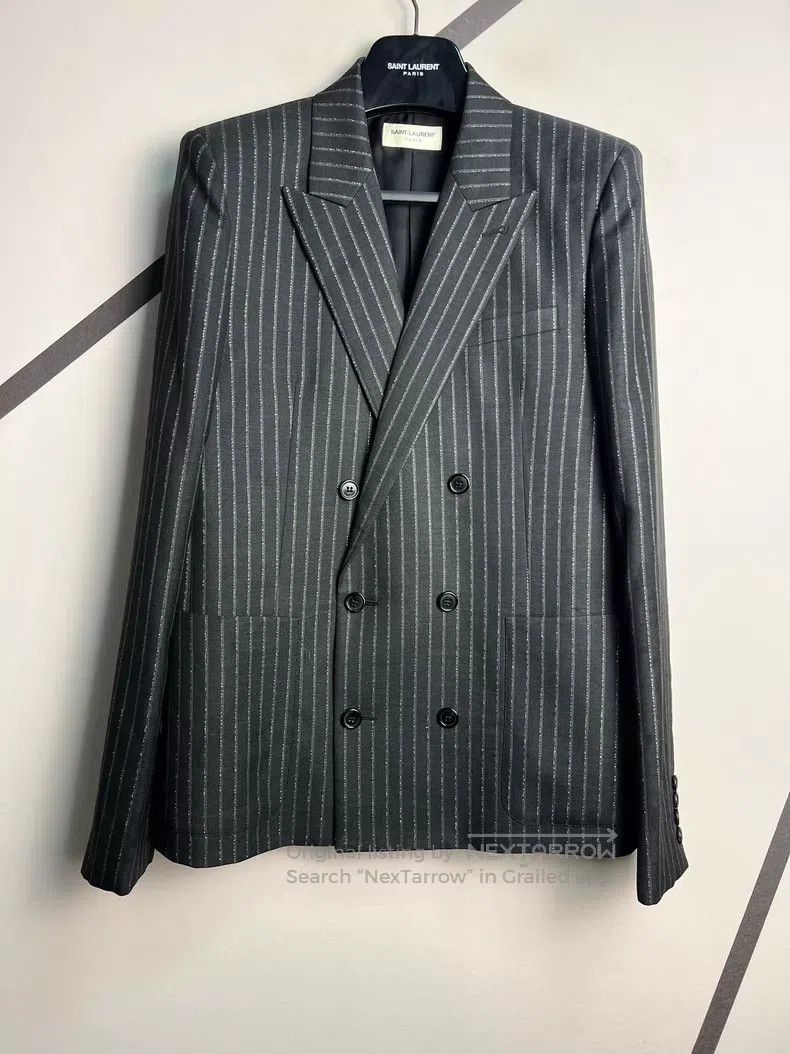 Saint Laurent Paris Saint Laurent Paris Silver Stripe Double-breasted Suit Size US M / EU 48-50 / 2 - 1 Thumbnail
