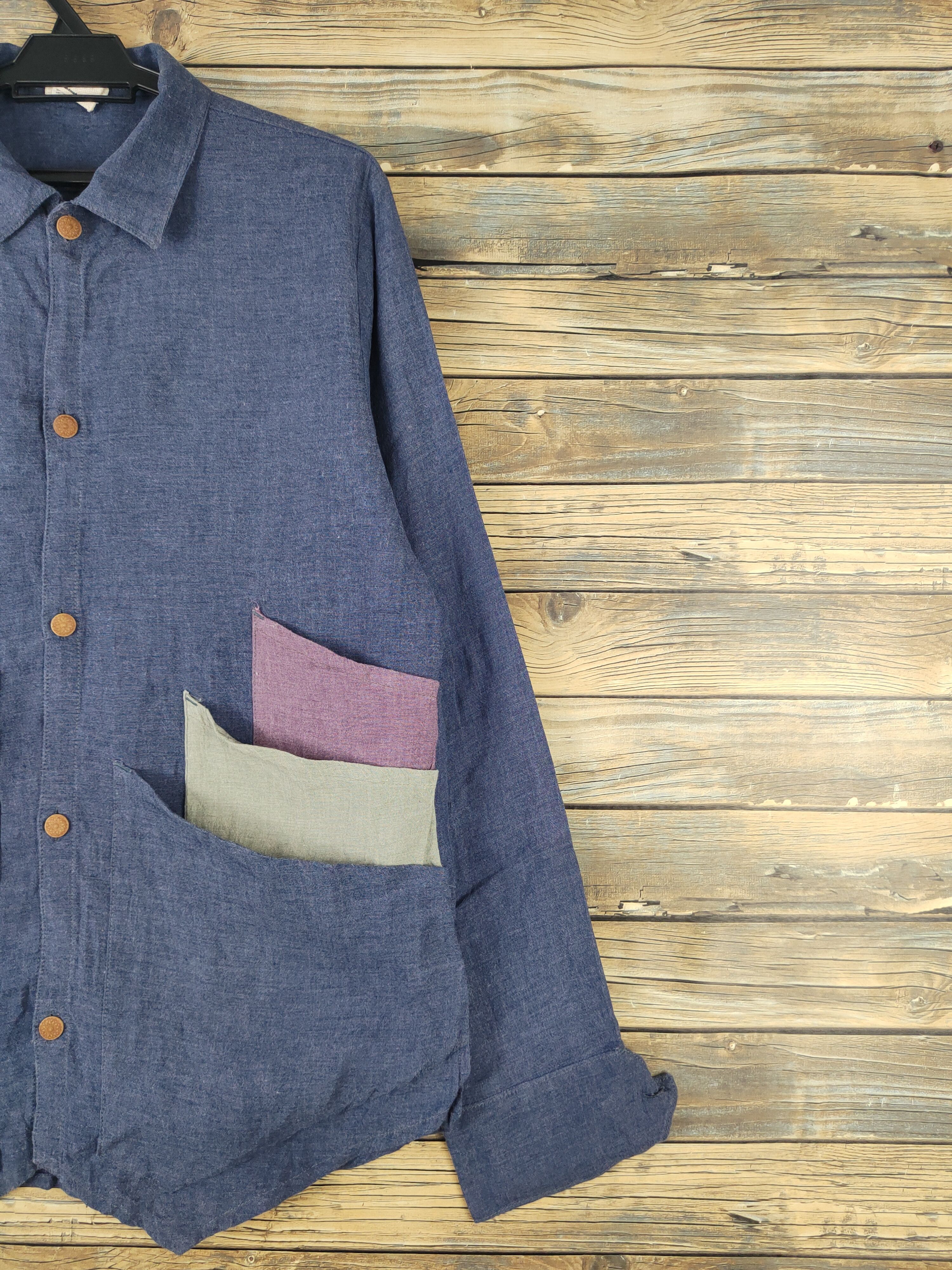 Japanese Brand DL Hug Blue Button Ups Shirts #1470 Size L / US 10 / IT 46 - 5 Thumbnail