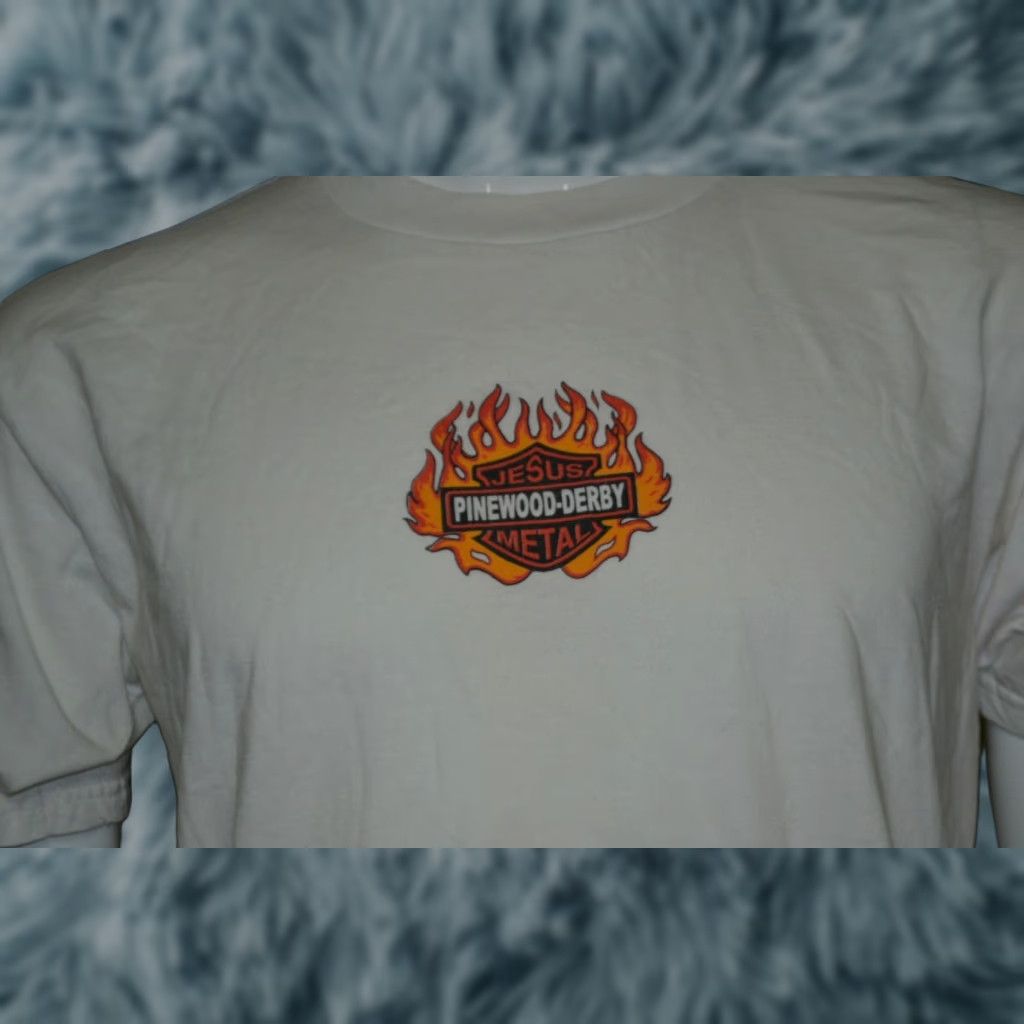 Jerzees VTG Pinewood Derby Band Jesus Metal T Shirt Medium Toledo OH Christian Rock Jerzees White Cotton Blend Short Sleeve Graphic Tee Men's M Size US M / EU 48-50 / 2 - 1 Thumbnail