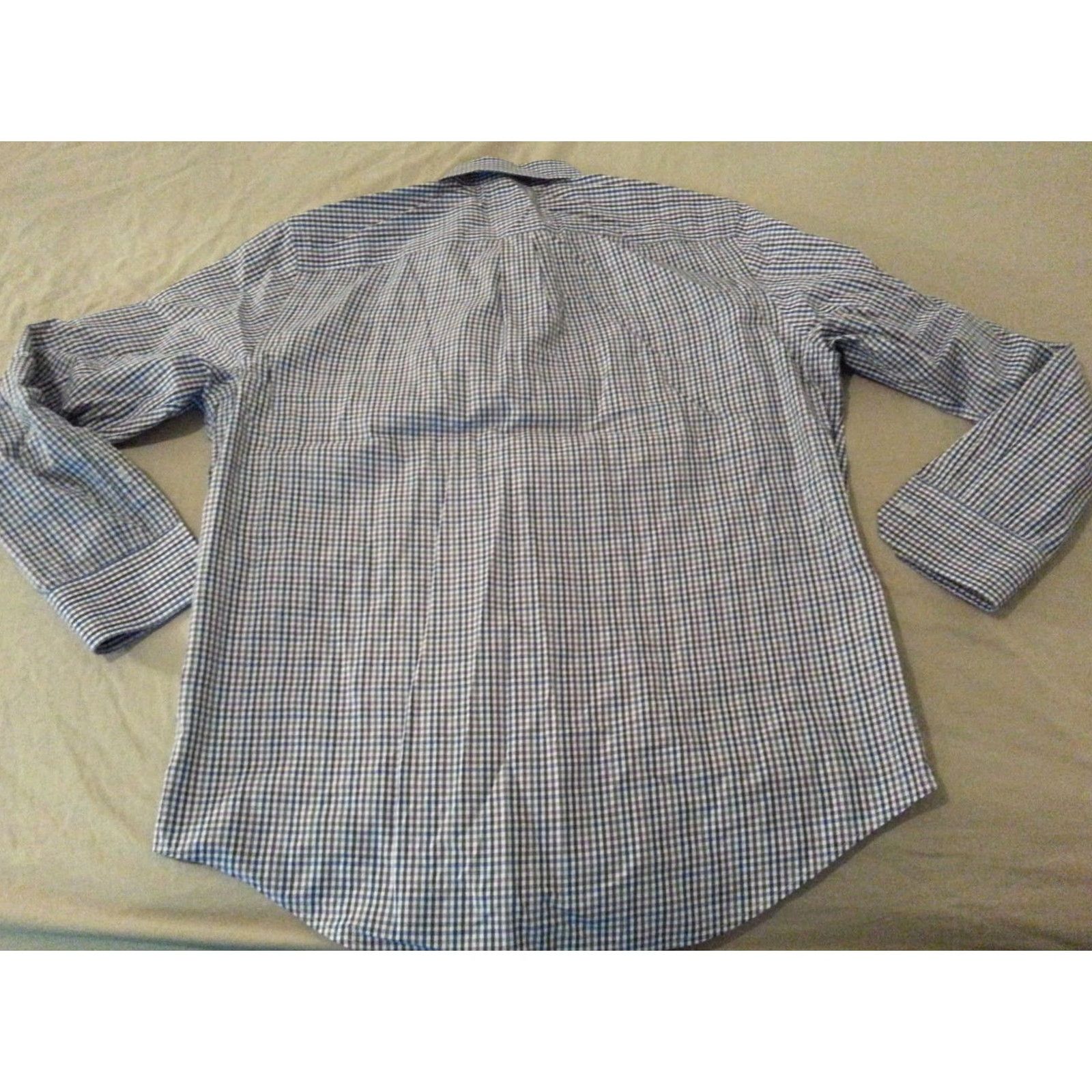 Banana Republic VINTAGE Banana Republic Dress Shirt Blue Plaid L 16 1/2 34 35 Cotton Button Mens Shirt Size 42R - 2 Thumbnail
