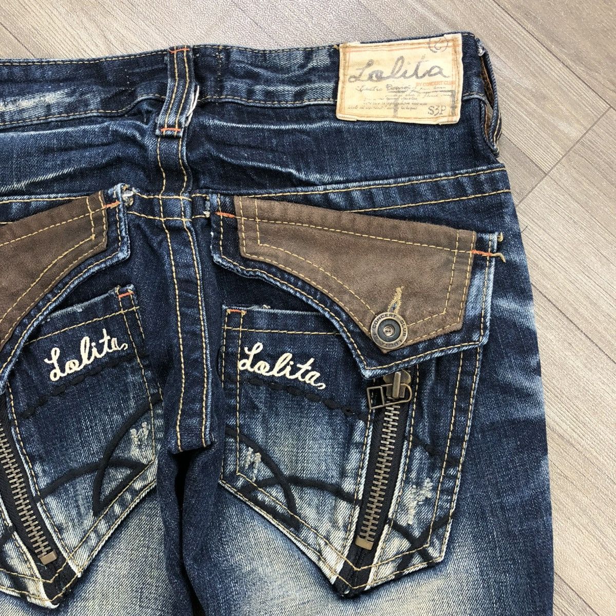 If Six Was Nine 2000s Lolita Distressed Multizipper Bootcut Flared Jeans Y2K Size US 28 / EU 44 - 6 Thumbnail