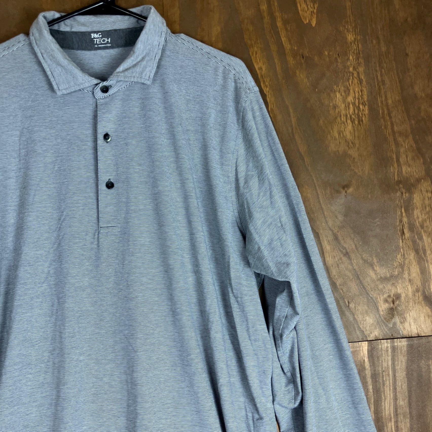 Vintage F & G Tech Mens Shirt Gray White Striped Collared Long Sleeve Henley Stretch XL Shirt Mens Gray White Striped Henley XL Size US XL / EU 56 / 4 - 5 Thumbnail