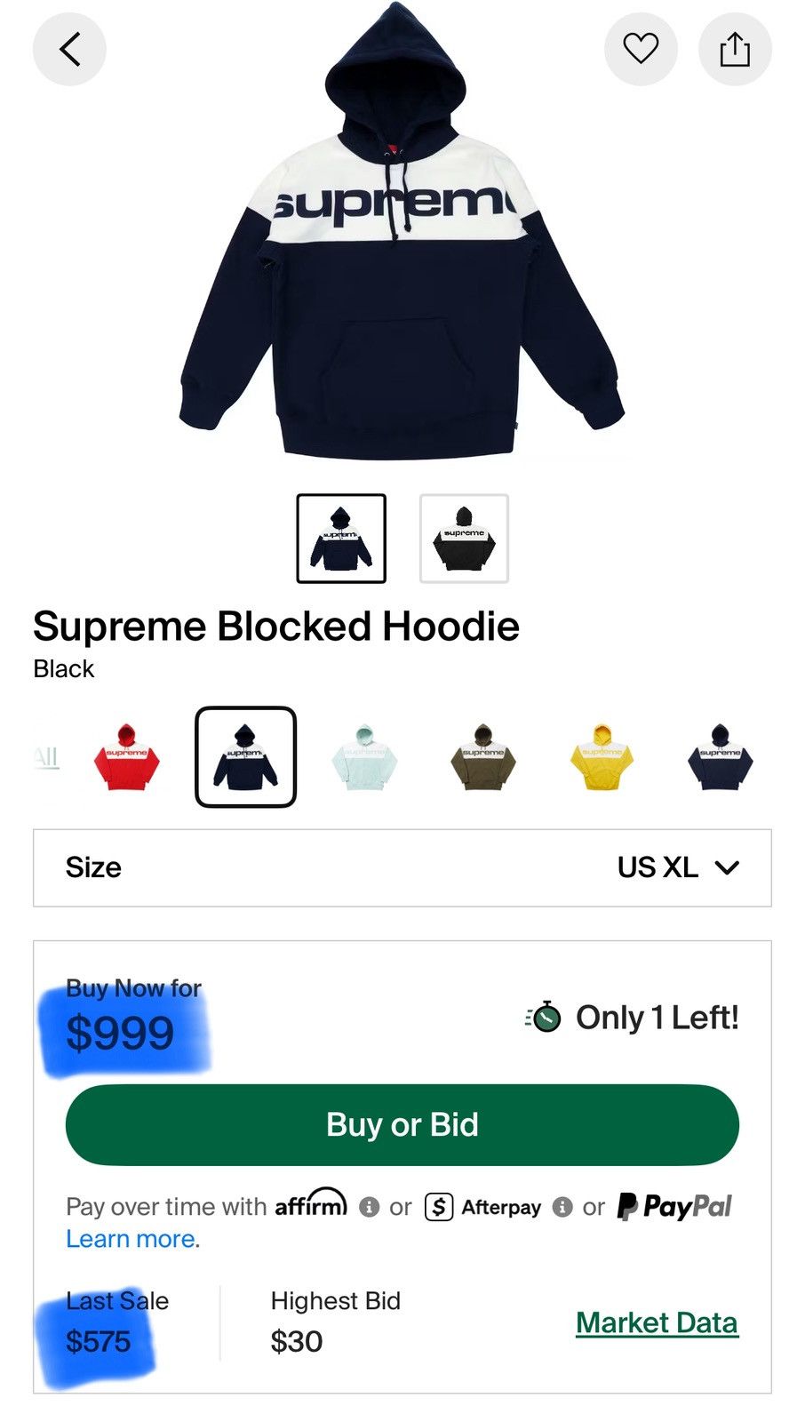 Supreme Supreme Blocked Hooded Sweatshirt FW17 Size US XL / EU 56 / 4 - 11 Thumbnail