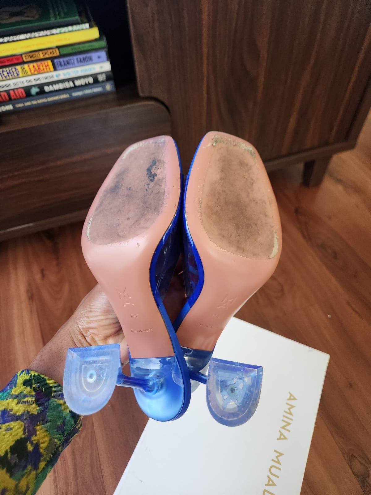 Amina Muaddi Lupita Glass PVC and leather mules size 38.5 Size US 8.5 / IT 38.5 - 5 Thumbnail