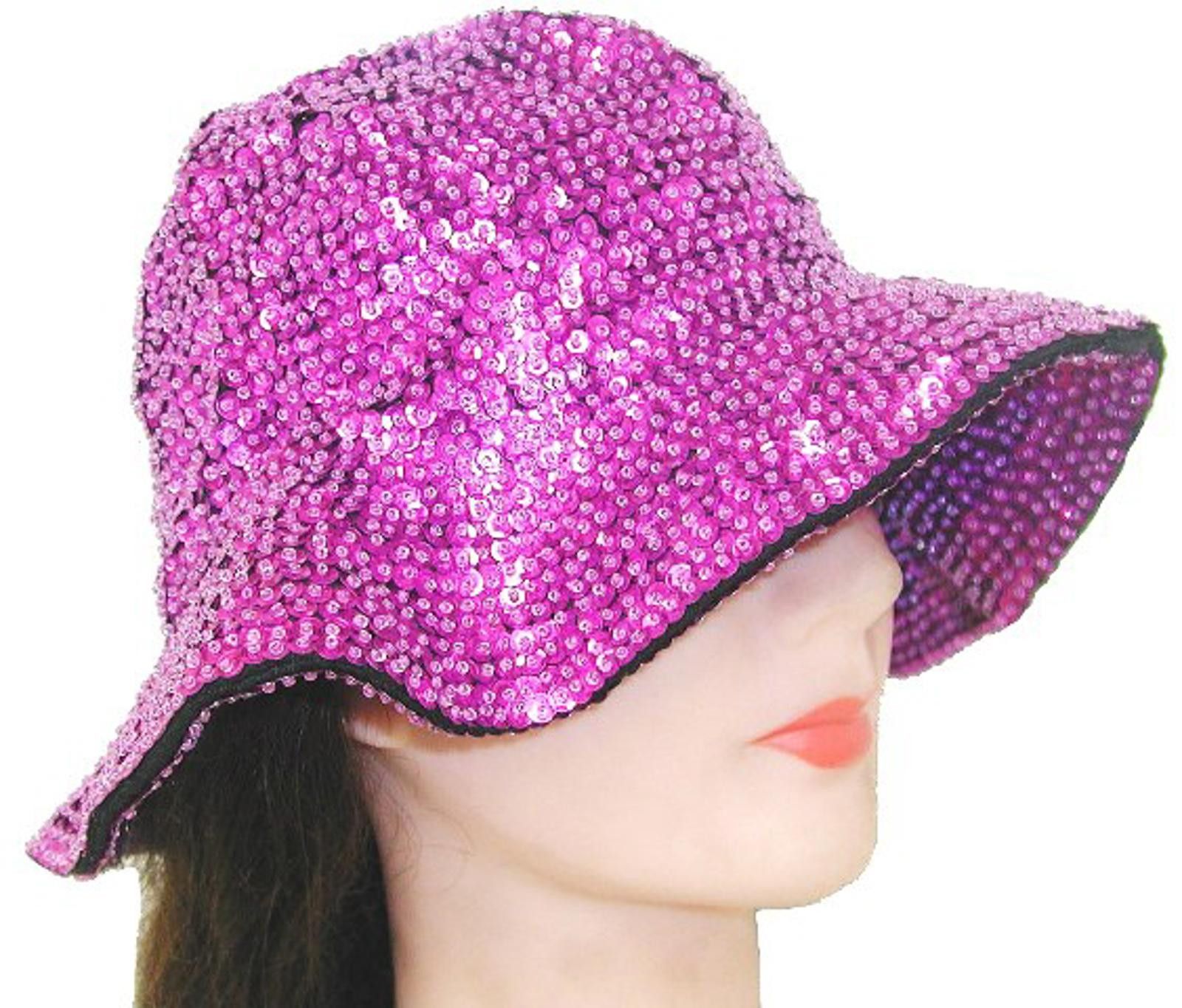 Designer Sequin Flipper Hat Pink Fushia Size ONE SIZE - 1 Preview