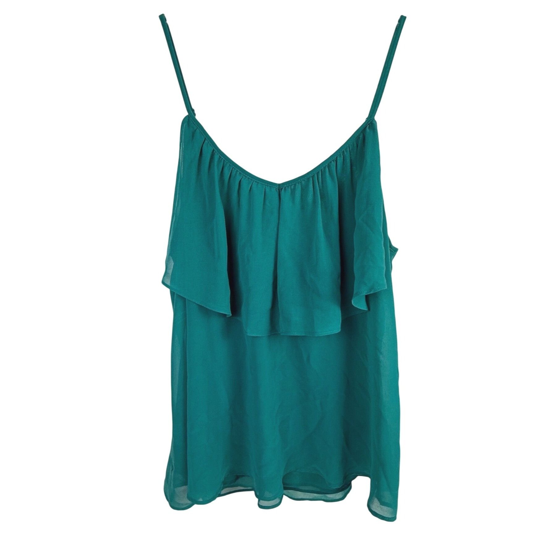 Forever 21 Forever 21 Chiffon Overlay Flowy Ruffled Top Spaghetti Strap Size M / US 6-8 / IT 42-44 - 1 Thumbnail