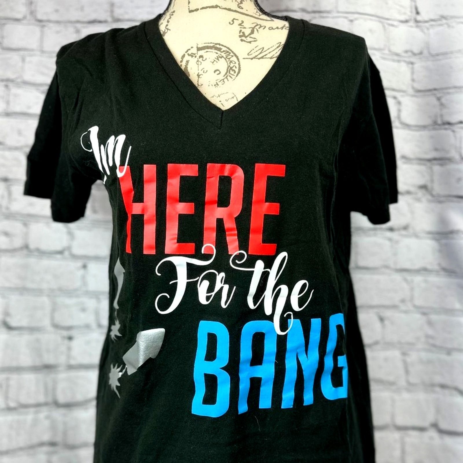 Other I'm Here For the Bang V Neck Tee Shirt 4th of July Black M Size M / US 6-8 / IT 42-44 - 3 Thumbnail
