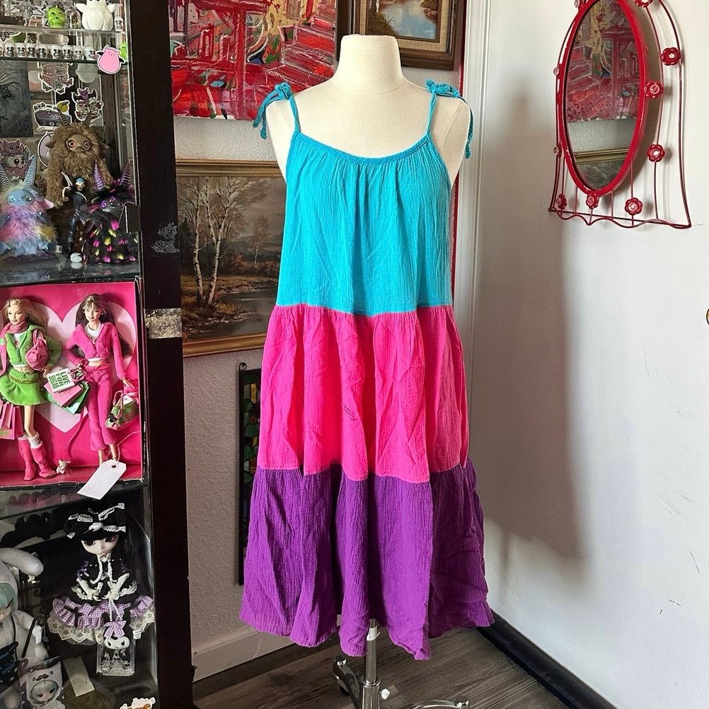 Other no brand blue pink purple tank dress Size M / US 6-8 / IT 42-44 - 1 Thumbnail