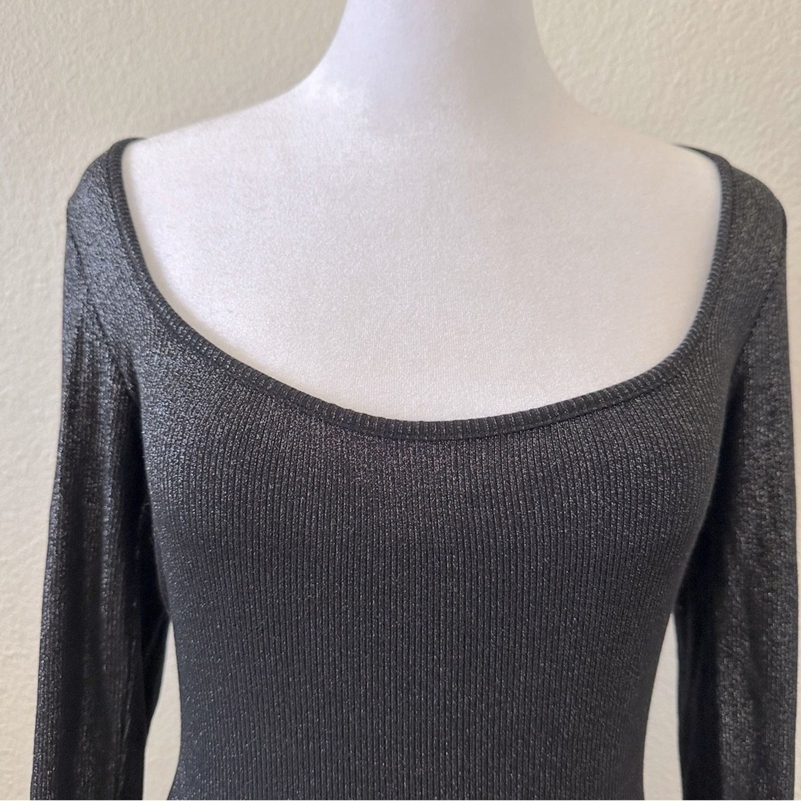 SKIMS SKIMS Lounge Ribbed Long Sleeve Maxi Dress Onyx Foil NWT Size S / US 4 / IT 40 - 6 Thumbnail