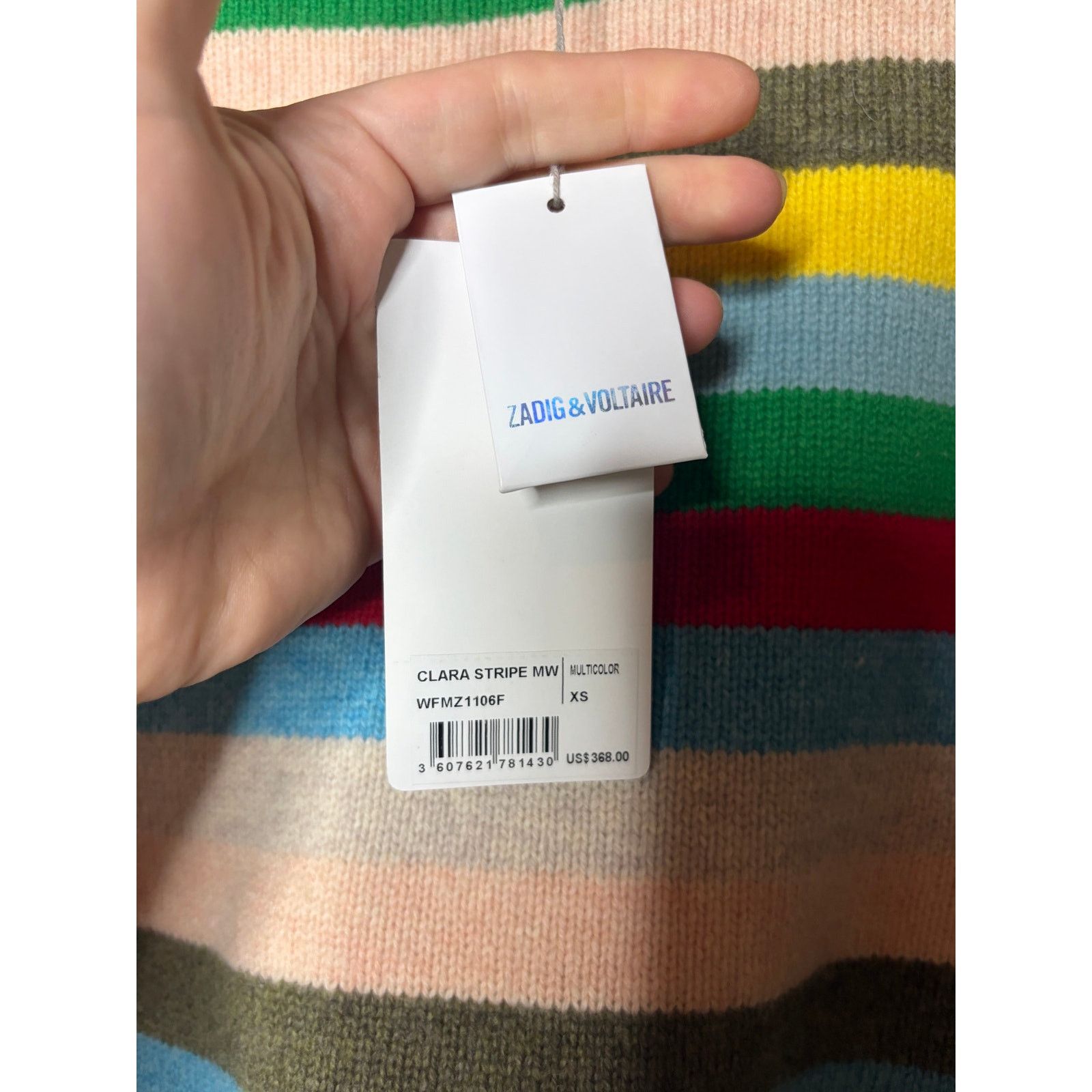 Zadig & Voltaire Zadig & Voltaire wool multicolor striped embroidered sweater Size XS / US 0-2 / IT 36-38 - 8 Thumbnail