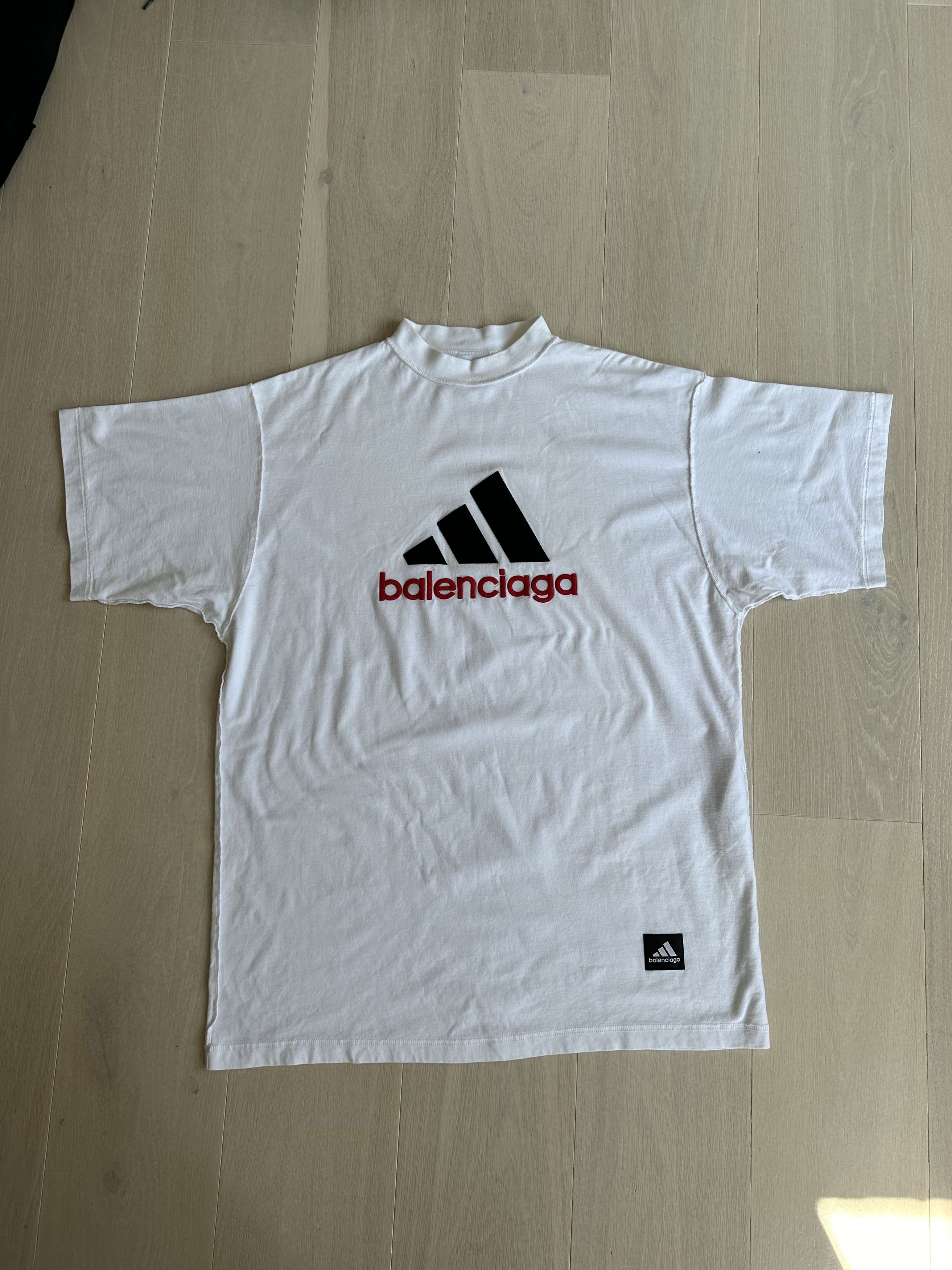 image of Balenciaga Adidas Inside Out T-Shirt in White, Men's (Size Small)