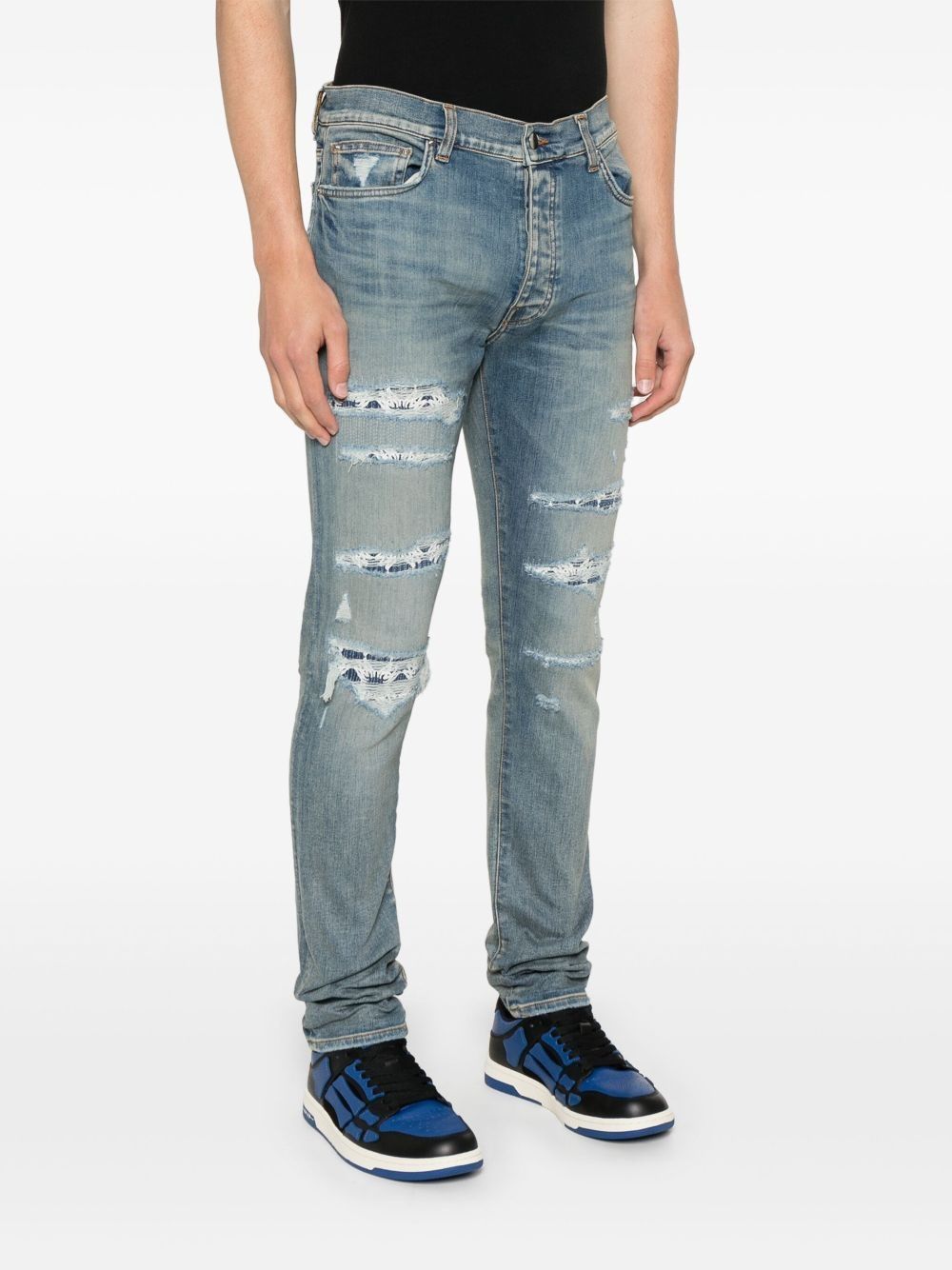 Amiri oc11z0225 Bandana Jacquard Thrasher Jeans in Crafted Indigo Size US 33 - 3 Thumbnail