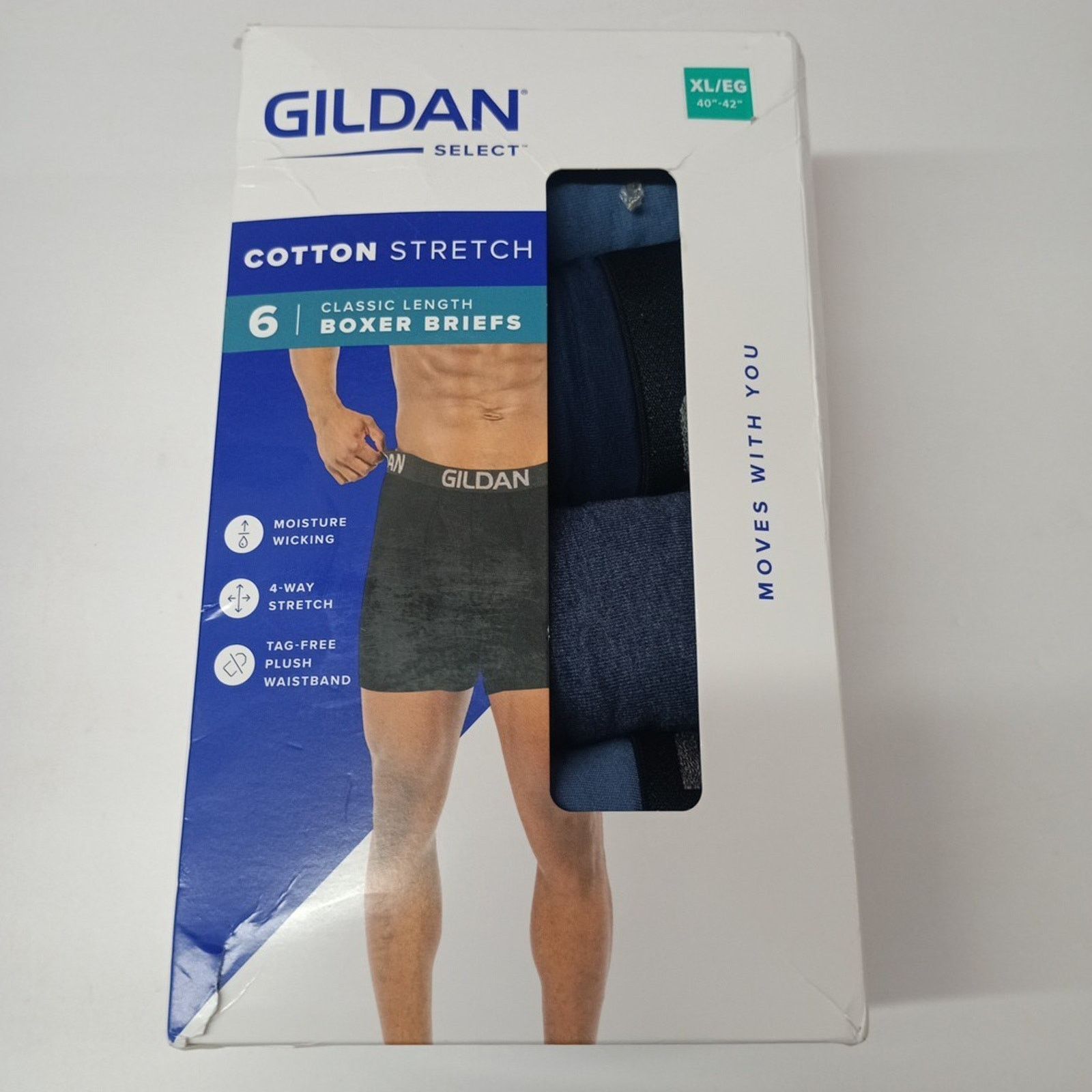 Gildan Gildan Boxer Briefs 6 Pack Men’s 2XL (40"-42") Blue Assort Size 42 - 1 Thumbnail