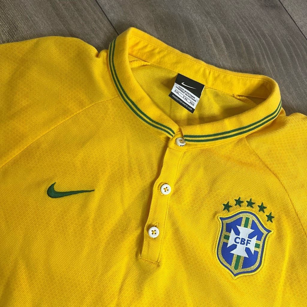 Nike Nike Brasil Yellow Athletic Casual Polo Men XXL Bin L-112 Size US XXL / EU 58 / 5 - 2 Thumbnail