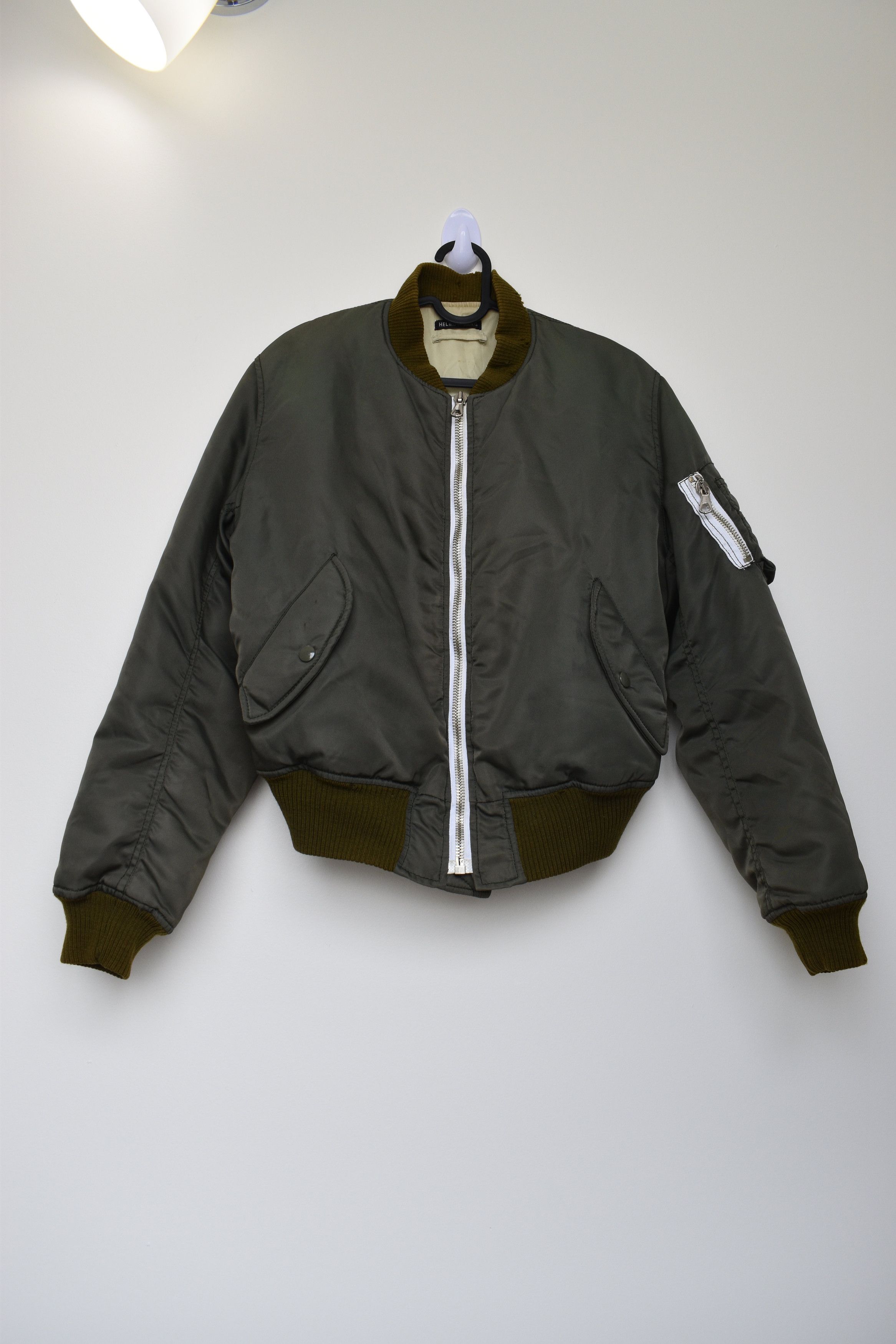 Helmut Lang aw97 Green Olive Faded Bomber Jacket