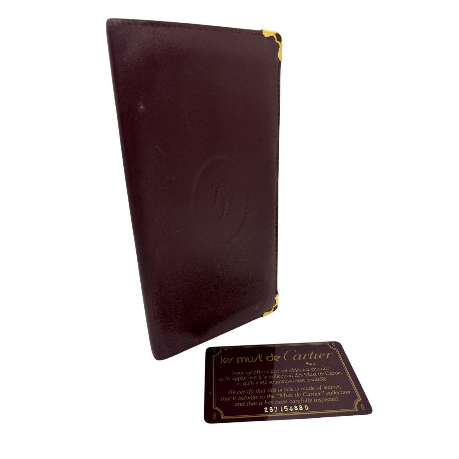 Cartier Cartier Burgundy Bifold LongWallet Vintage AuthCard No Box Size ONE SIZE - 5 Thumbnail