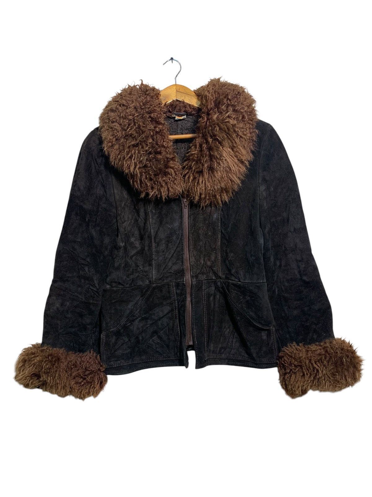 Genuine Leather 🔥BETTY BARCLAYS LEATHER FUR JACKETS BROWN Size M / US 6-8 / IT 42-44 - 1 Thumbnail