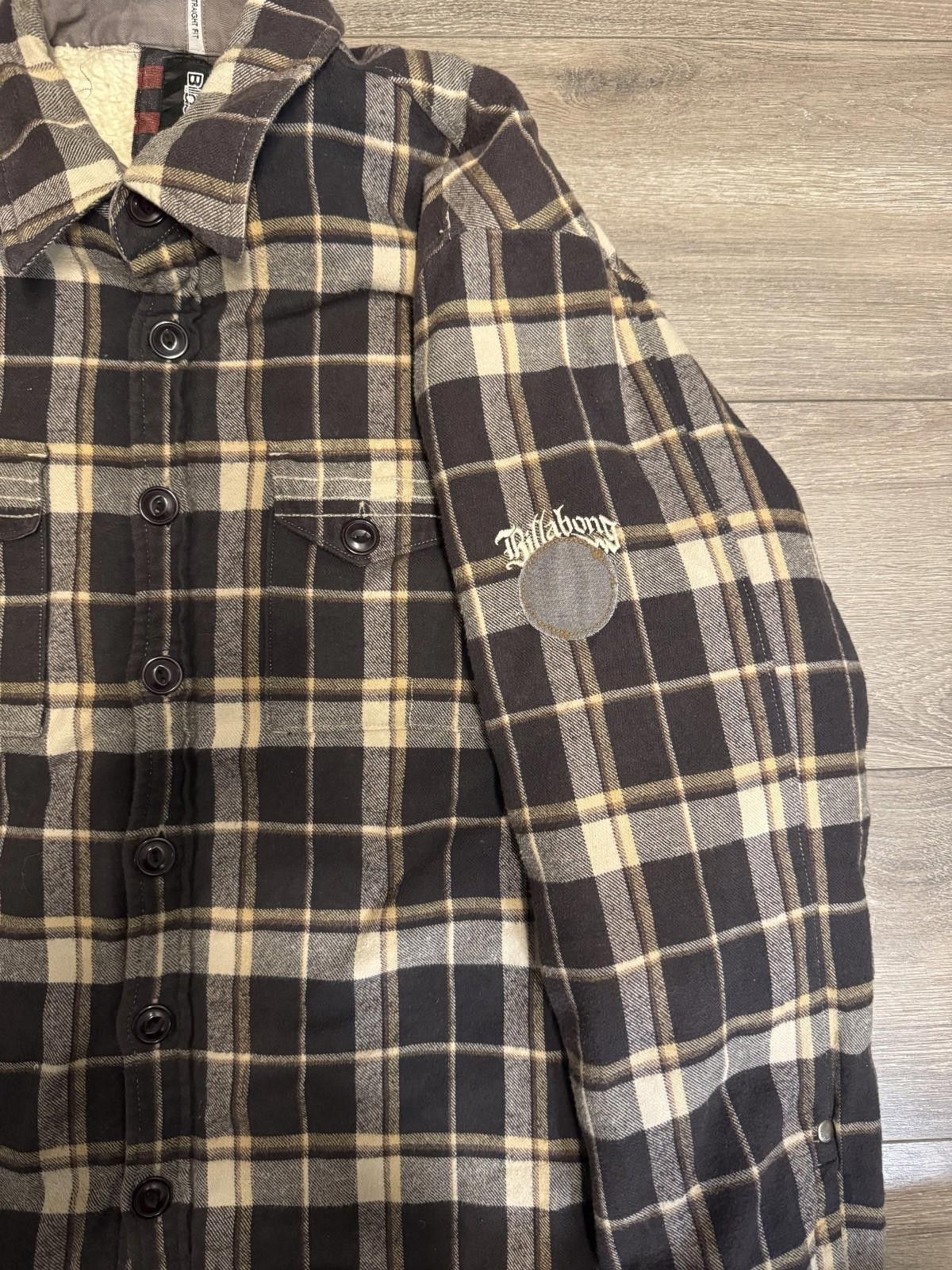 Billabong Billabong Brown & White Plaid Sherpa Lined Flannel Jacket Size US XL / EU 56 / 4 - 3 Thumbnail