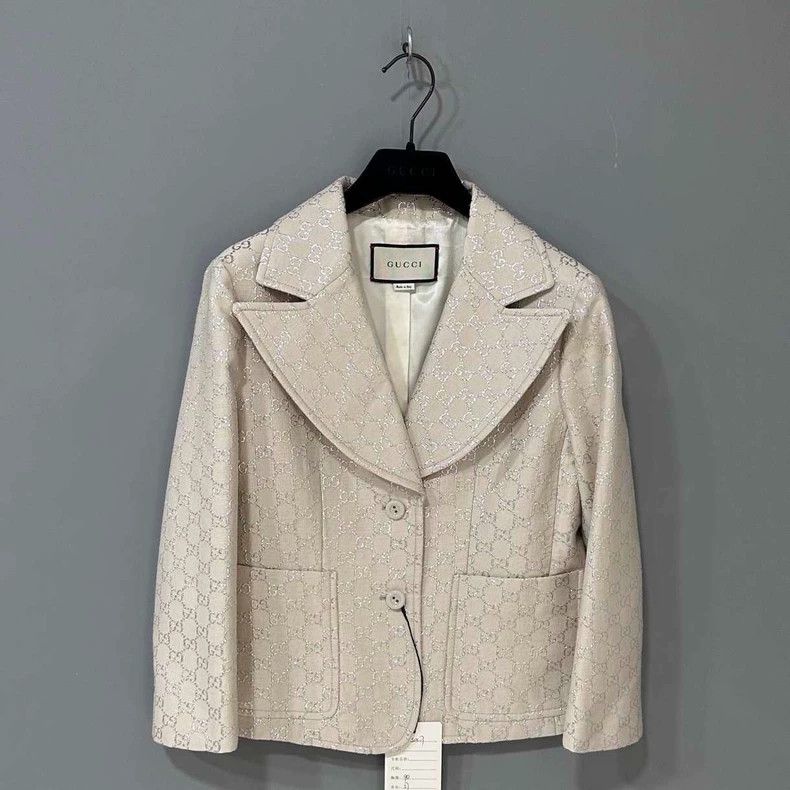 Gucci Silver thread full printed lapel jacket