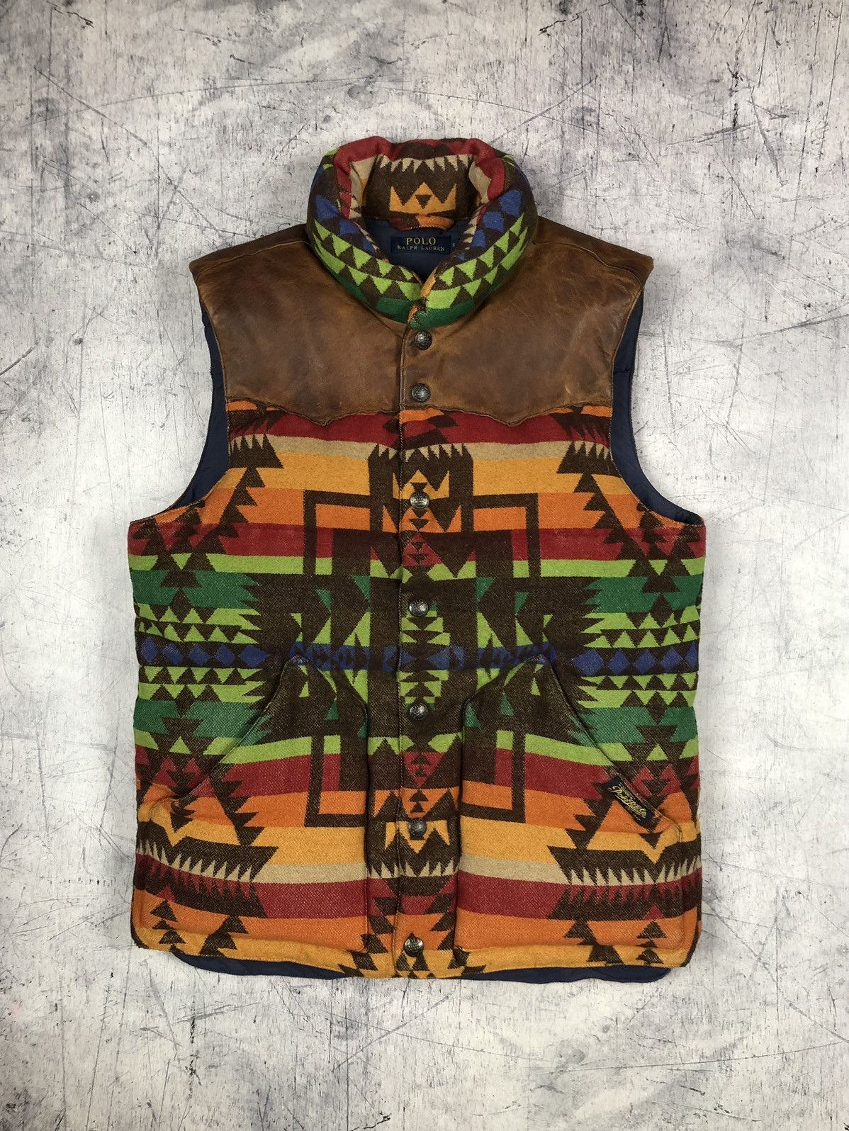 Designer Rare Vintage Polo Ralph Lauren Aztec Wool Nylon Skin Vest og Size US S / EU 44-46 / 1 - 2 Thumbnail