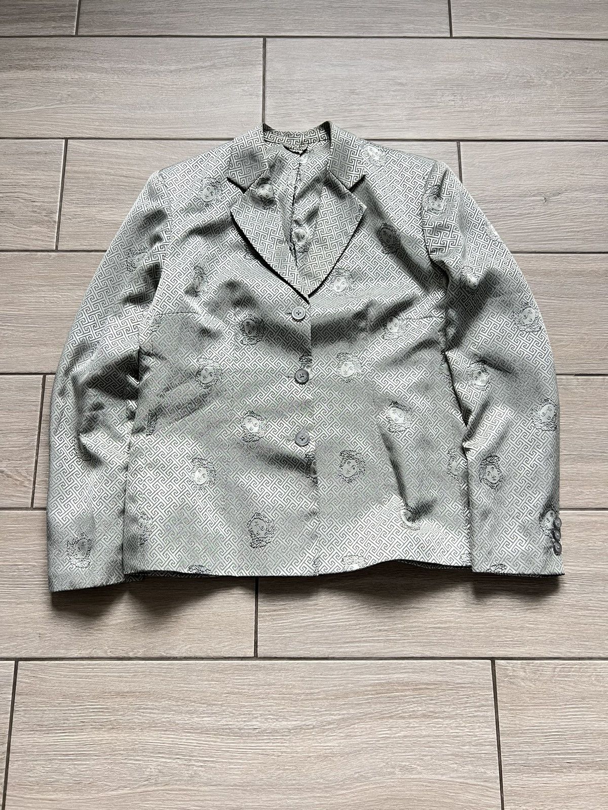 Versace Vintage Versace Blazer Pants Suits Monogram Archive Silver Size L / US 10 / IT 46 - 3 Thumbnail