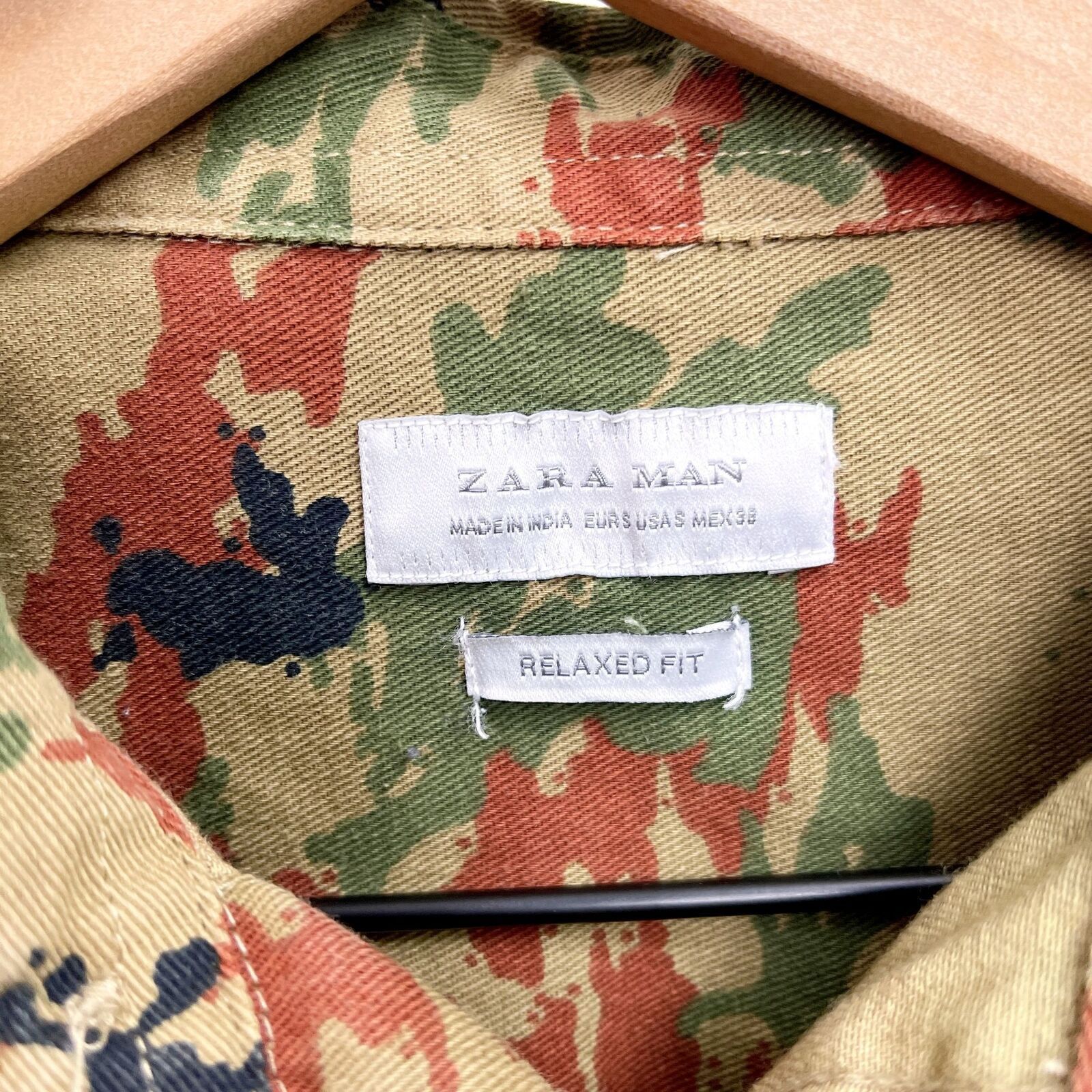 Zara Zara Man Camo Denim Shirt Brown Embroidered Tiger Mens S Size US S / EU 44-46 / 1 - 6 Thumbnail