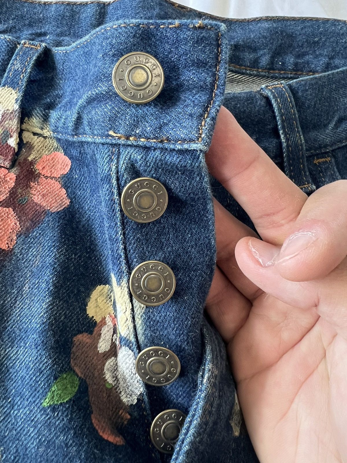 Gucci Gucci floral painted denim Size US 31 - 7 Thumbnail