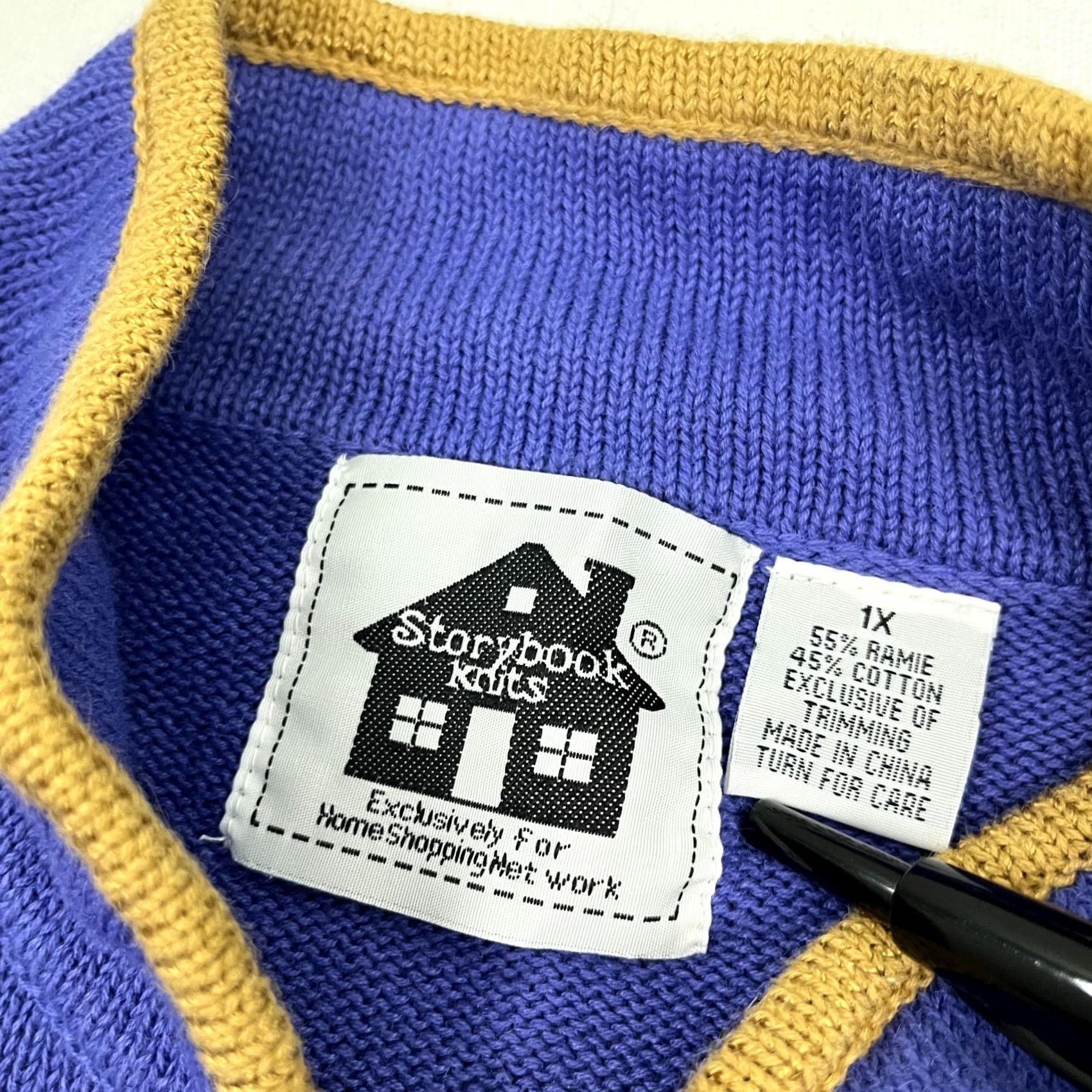 Vintage VINTAGE Storybook Knits Sweater Womens 1X Purple Dog Novelty Whimsy Cardigan Knit Shirt Womens (Dog) 1X Purple Autumn/Winter/Spring Casual Workwear Size XL / US 12-14 / IT 48-50 - 3 Thumbnail