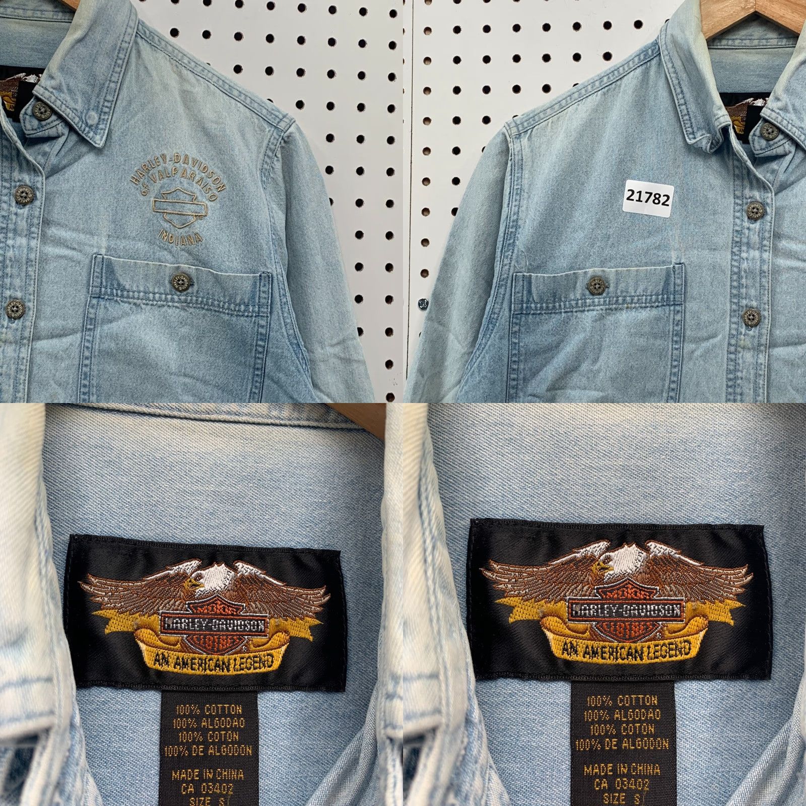 Harley Davidson VINTAGE Harley-Davidson Button-Up Shirt Denim Blue Adult Small Embroidered Motorcycle 90s Mens Size US S / EU 44-46 / 1 - 8 Thumbnail