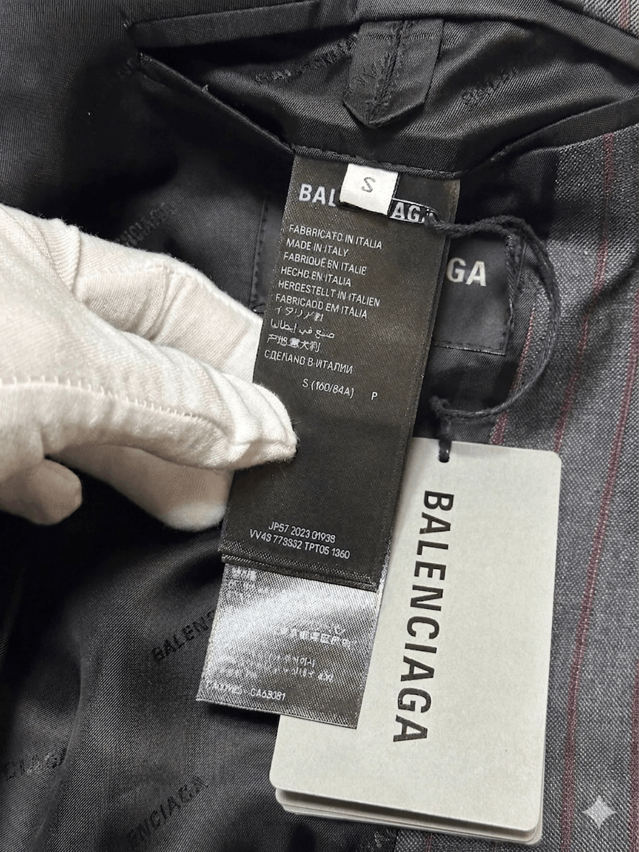 Balenciaga Balenciaga Oversized Distressed Pinstriped Wool Blazer Size 50S - 5 Thumbnail