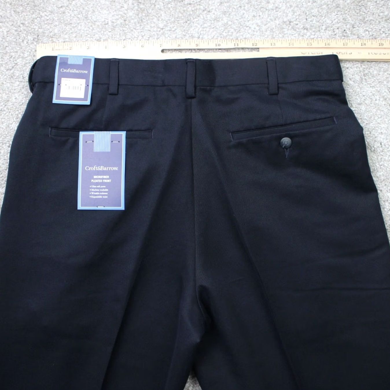 Croft & Barrow Croft & Barrow Pants Mens 33x30 Blue White Pleated Dress Pants Wrinkle Resistant Classic Slit Pocket Button Machine Washable 100% Polyester NWT Linen? Size US 33 - 6 Thumbnail
