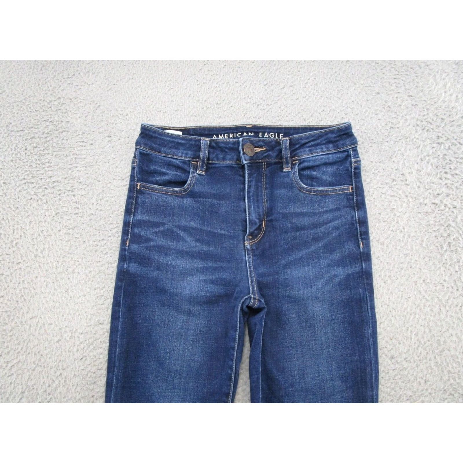 American Eagle Outfitters American Eagle Outfitters Jeans Dark Wash Skinny Stretch Jeggings Size 4 Blue Women Size 27" / US 4 / IT 40 - 3 Thumbnail
