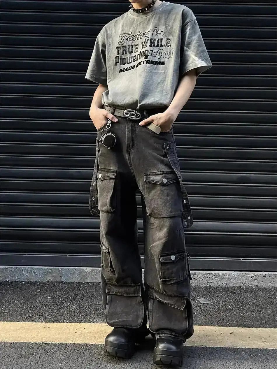 Japanese Brand Retro large pocket wide leg jeans Size US 32 / EU 48 - 1 Thumbnail