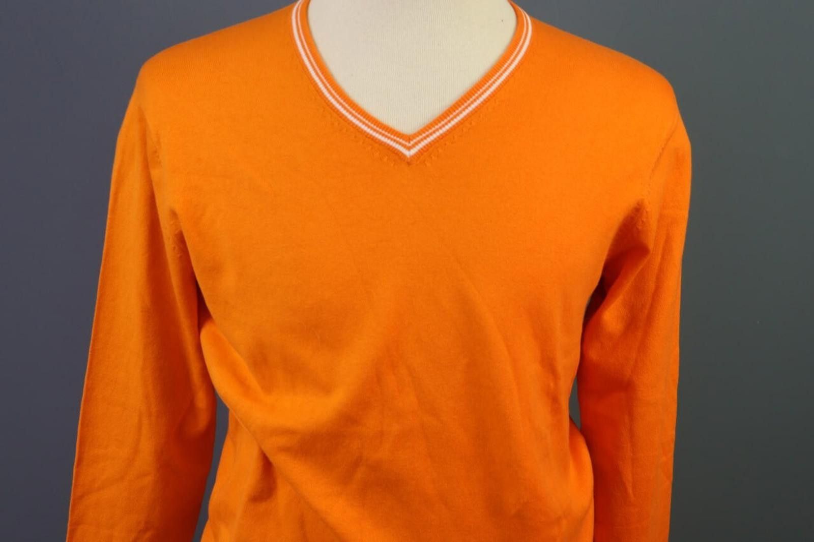 Romeo Gigli Romeo Gigli Orange V-Neck Cashmere Knit Sweater Size M Size US M / EU 48-50 / 2 - 2 Thumbnail